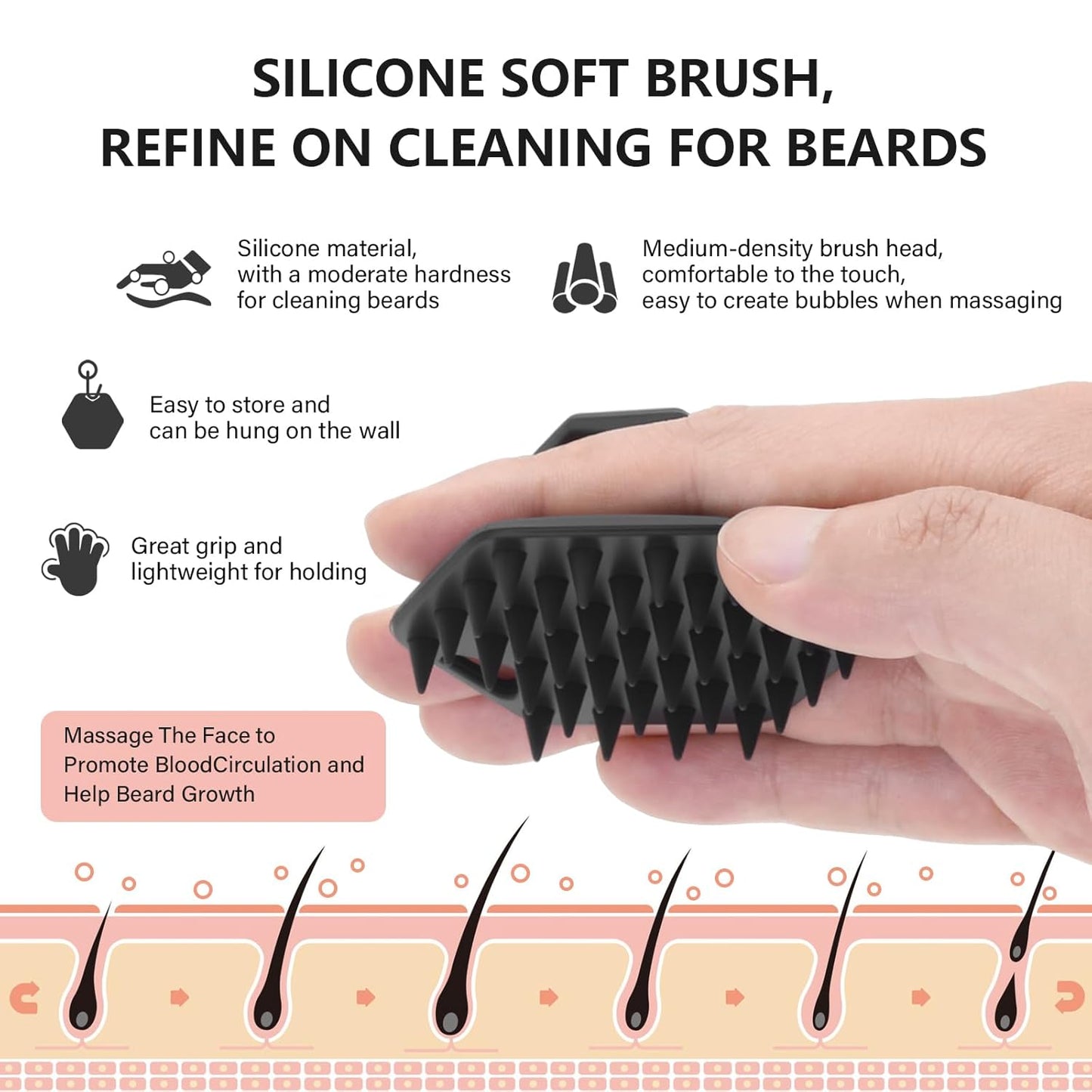 Beard Brush Beard Comb Set for Men, 7 IN 1 Facial Hair Grooming Kit with Boar Bristle Beard Brush, Wood Beard Comb, Silicone Soft Cleaning Brush, Mustache Scissors, Travel Foldable Beard Brush Comb