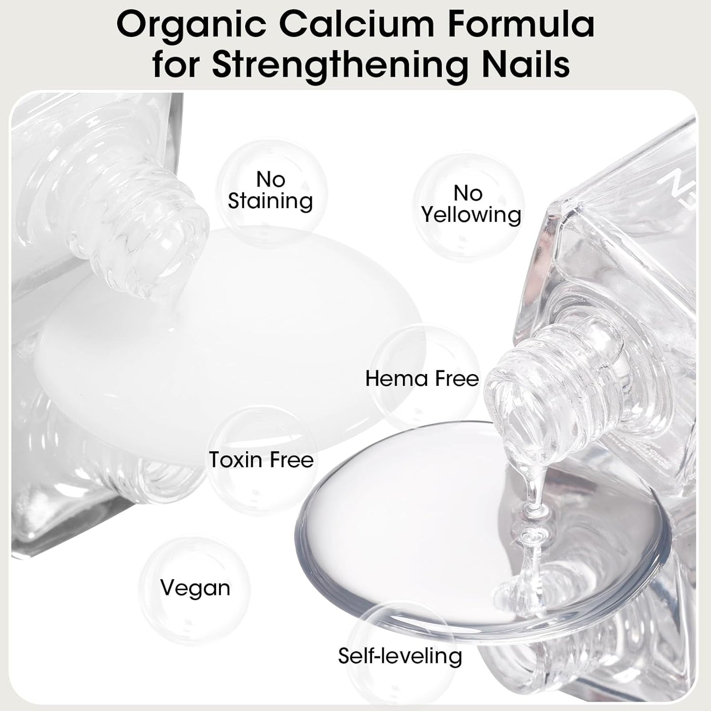 GELLEN Clear Nail Polish Base and Top Coat, Shine No Wipe Top Coat and Tinted Milky White Sheer Base Coat Strengthens Nails - Calcium, Quick Dry Regular Nail Polish, Not UV Gel, Hema Free, Non-toxic