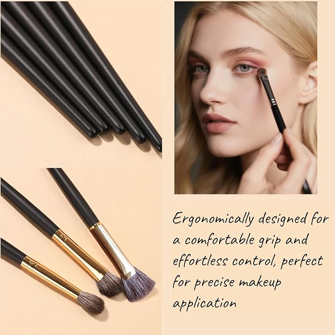 Eyeshadow Makeup Brushes Set with Case 8 PCS Soft Synthetic Hairs Eye Makeup Brushes for Blending Eyebrow Eyeliner Eyeshadow (Black)