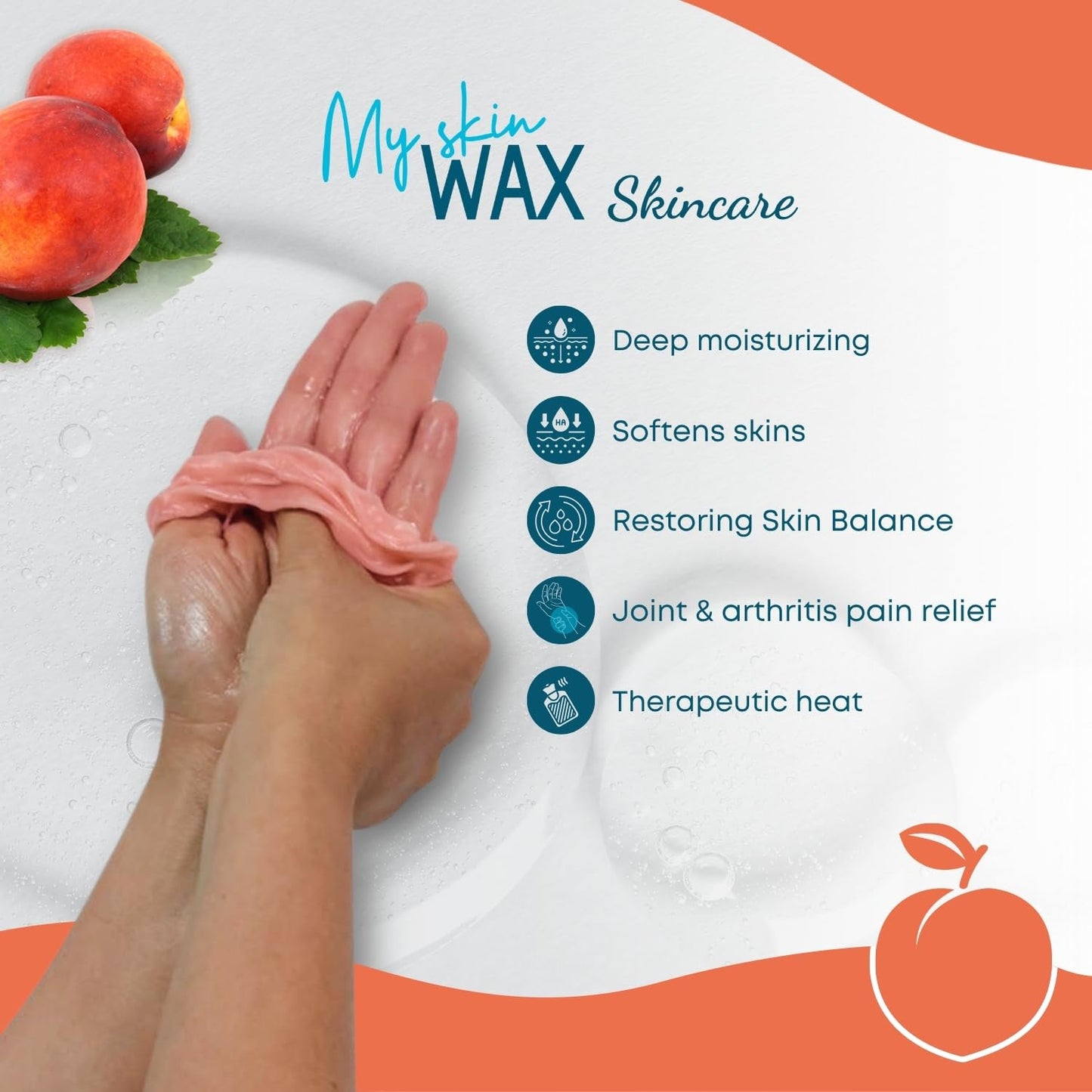 Paraffin Wax Refills Maxi Pack for Hands and Feet Bath β 6 Large Blocks 5.25 lb Peach Scent, Moisturizing Non-Greasy Wax for Arthritis Relief, Pedicure, Home Spa