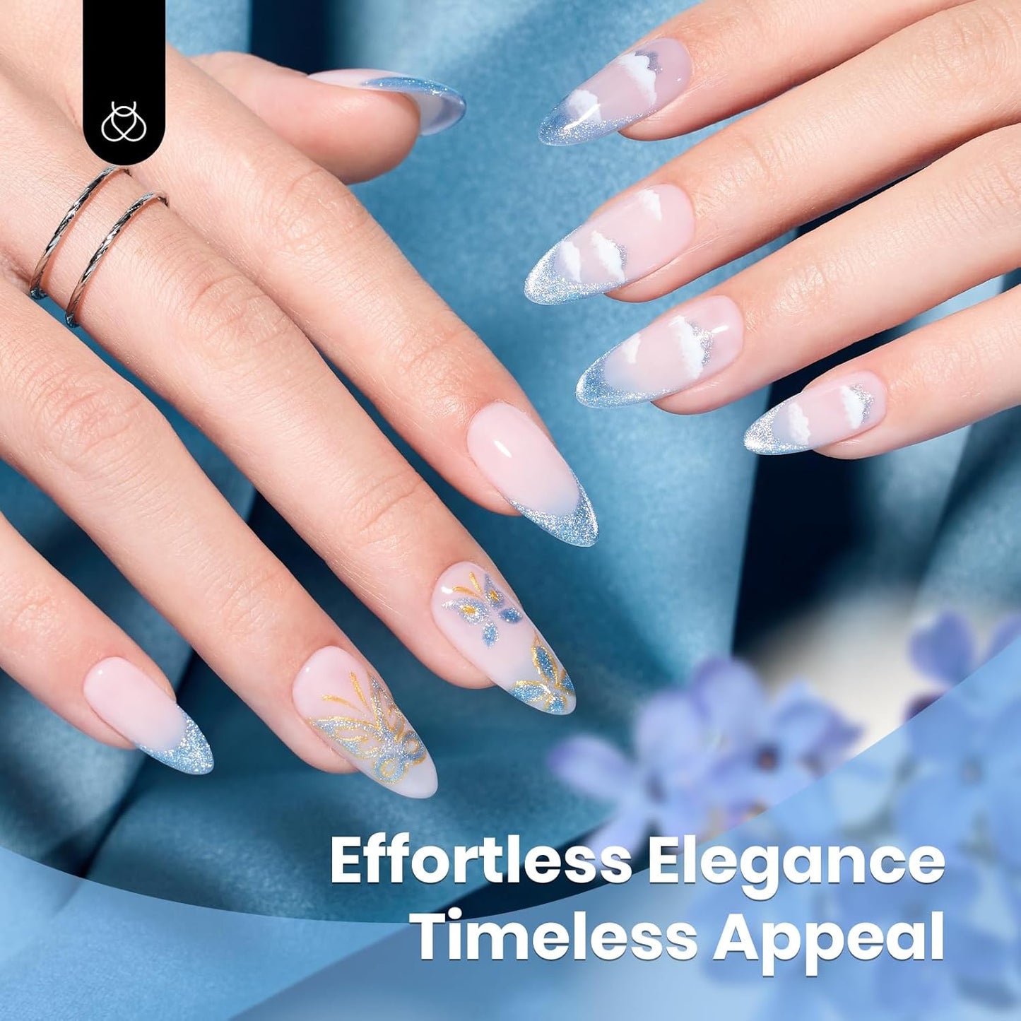 Beetles Blue Cat Eye Gel Polish, 15ML Light Blue Cat Eye Glitter Gel Polish with Magnet Soak Off UV Shimmer Velvet Gel Arctic Aurora Series French Nail Art Design Manicure Gifts for Women