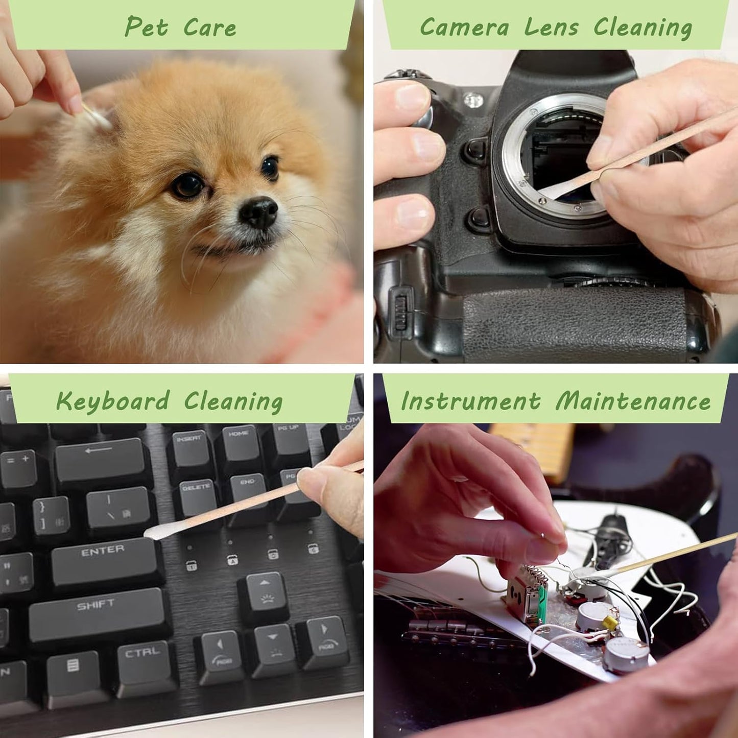 400 Pcs 6 Inch Long Cotton Swabs with Storage Box - 100% Natural Cotton Buds with Bamboo Sticks - Non Sterile Cotton Tipped Applicators for Dog Ear & Gun Cleaning, Makeup Remover