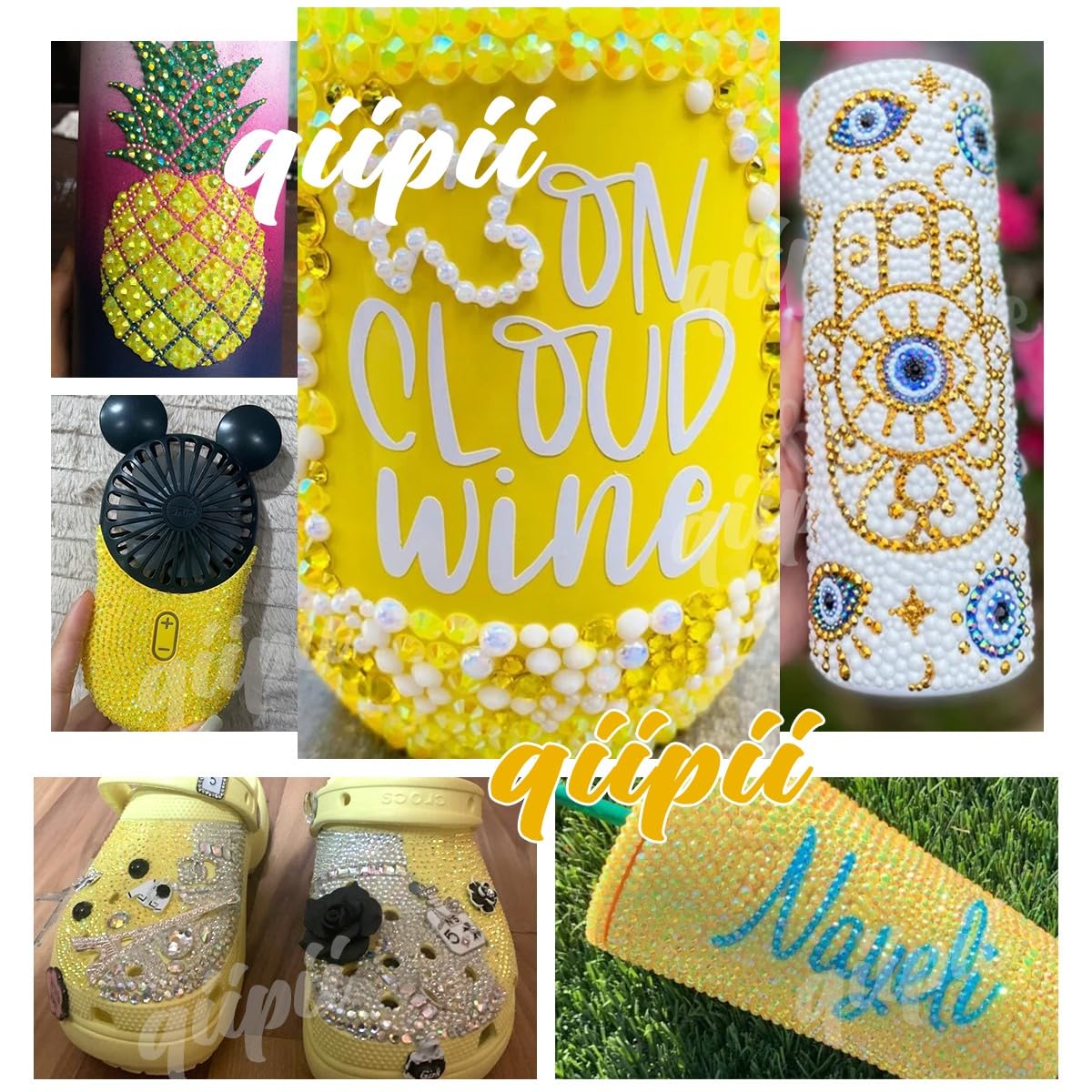 Transparent Lemon Yellow AB Resin Rhinestones for Crafting 3mm 4mm 5mm Clear Citrine Flatback Jelly Stones Diamonds Crystals Gems Charms for Nails Face Eyes Makeup Tumblers Bottles DIY Crafts