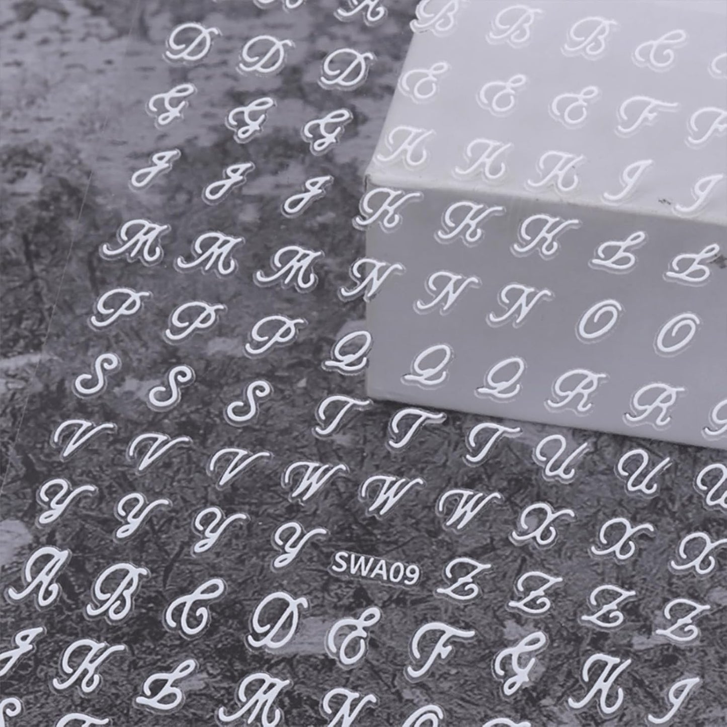 12 Sheets Letter Nail Art Stickers Decals 3D Self Adhesive Letter Nail Stickers for Nail Art Black White Silver Gold Retro English Nail Decals Letters Nail Design Nail Art Supplies