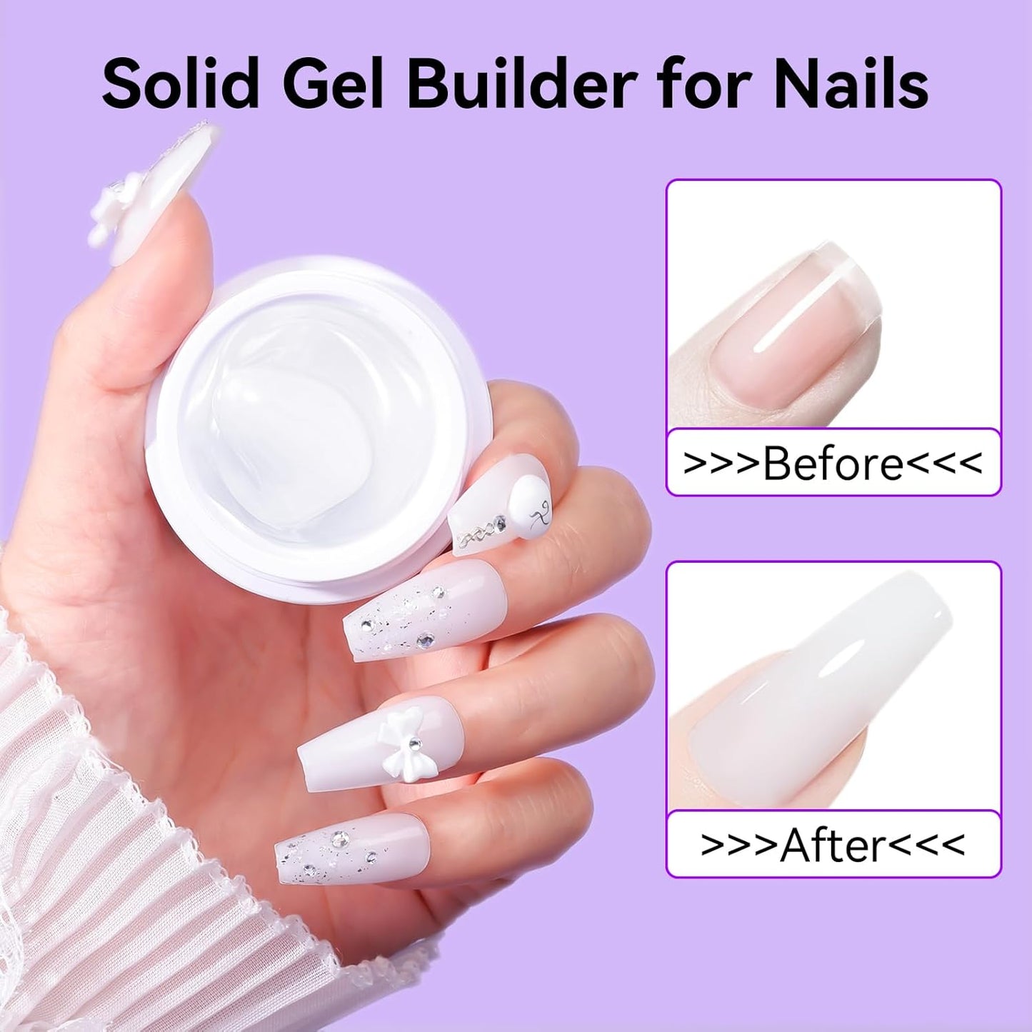 Makartt 3D Gel Nail Art: 4-in-1 Solid Builder Nail Gel White Non-sticky Hands for Extension, 15ML UV Glue for Acrylic Tips, 3D Nails Gels Sculpture Gels for Nails Art Salon Home DIY 2PCS 15ml