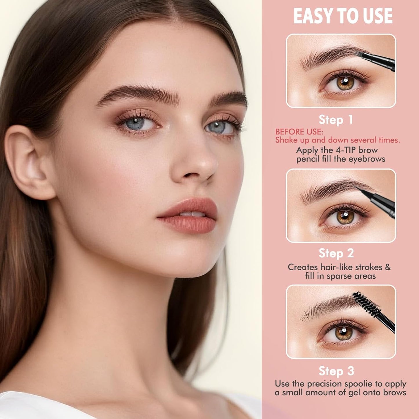 Eyebrow Pen Kit, with Microblading Eyebrow Pen, Eyebrow Gel, Eyeliner, Eyebrow Brush, Eyebrow Pencils for Women, Waterproof, Smudge Proof, Long Lasting Makeup Formula - Dark Blonde