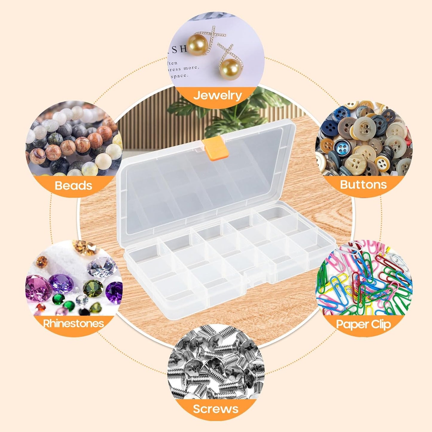 8PACK Extra Thick Bead Organizers, Mini Clear Plastic Storage Box Craft Containers for Nail jewelry rhinestones DIY Supply Case