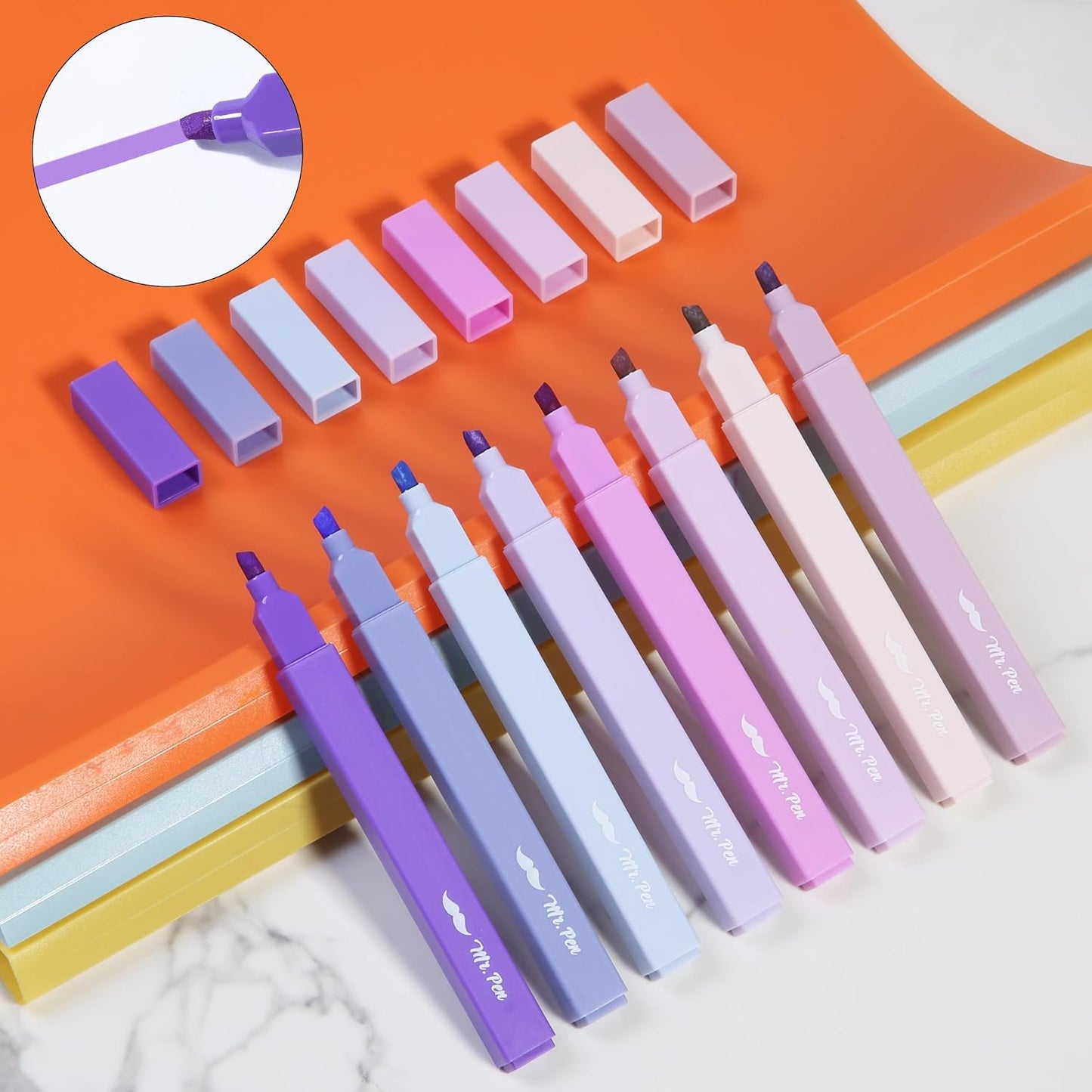 Mr. Pen- Aesthetic Highlighters, 8 Pack, Chisel Tip, Shades of Purple, Cute Highlighters Assorted Colors, Highlighter Set