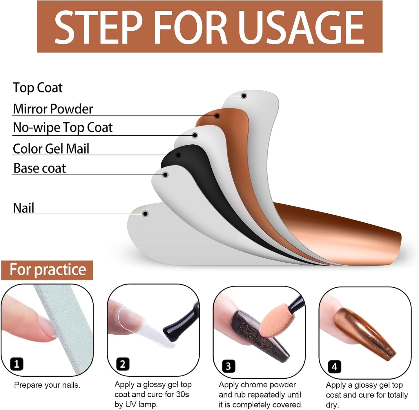 Artdone Chrome Nail Powder, Copper Iridescent Aurora Powder Metallic Mirror Effect Pigment Pearlescent Mermaid Pigment Pearl Glitter Dust Kit, Nail Art Decoration, Resin Craft