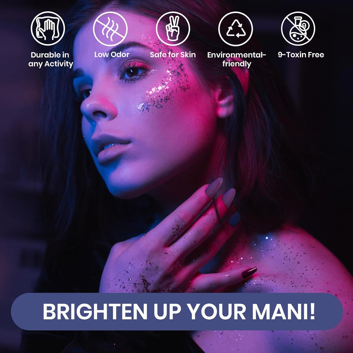 Beetles Purple Gel Polish Set, 6Pcs Purple Blue Gel Polish Silver Glitter Nail Gel Fall Winter Lost Universe Soak Off UV LED Nail Lamp Manicure DIY Home Gift for Women