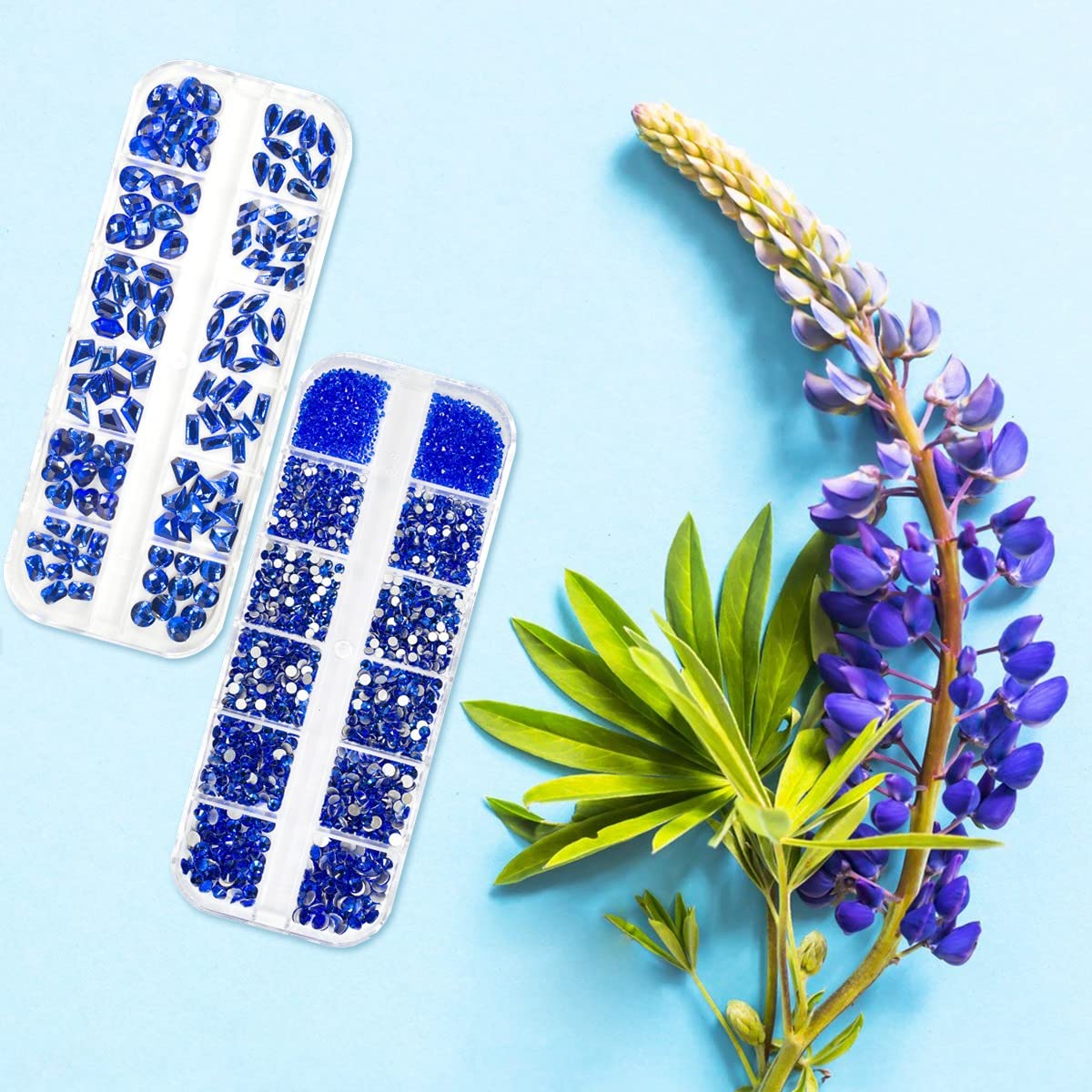 4080Pcs Blue Nail Rhinestones Flatback Royal Blue Sapphire Round Beads K9 Glass Gems Stones Nail Art Gems Diamonds jewels Nail Art Charms Supplies for Nails Face Eyes Makeup DIY Crafts Clothes