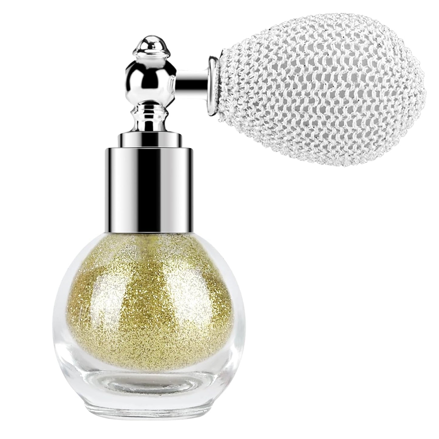 KYDA Highlighter Powder Spray, High Glossy Shimmer Sparkling Powder for Face and Body Glitter Makeup, Body Glitter Spray, Pale Golden