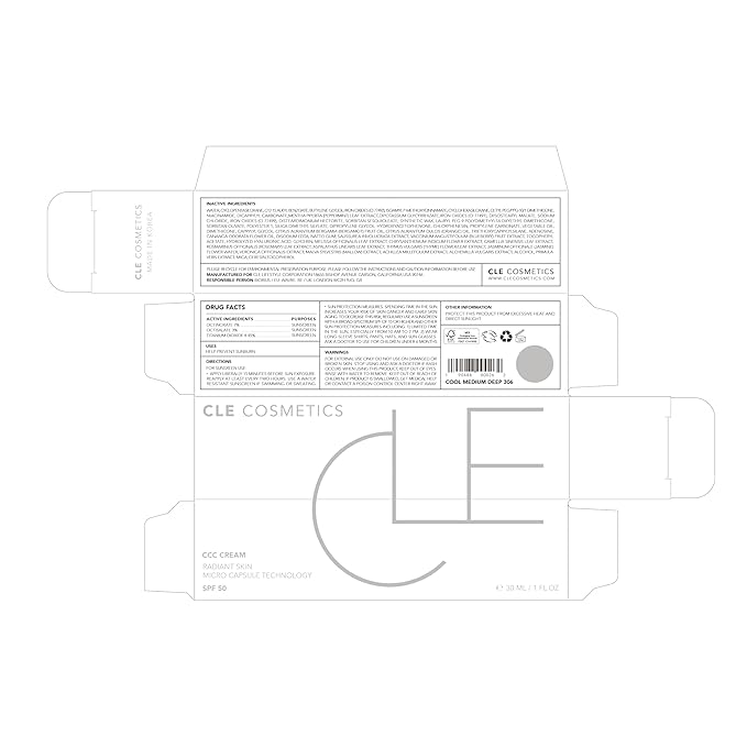 CLE Cosmetics CCC Cream (Cool Medium Deep 306 / SPF 50) - Color Correcting CC Cream with Sunscreen - Lightweight, Hydrating, Light to Medium Coverage Foundation - BB & CC Cream Hybrid - 1 fl oz