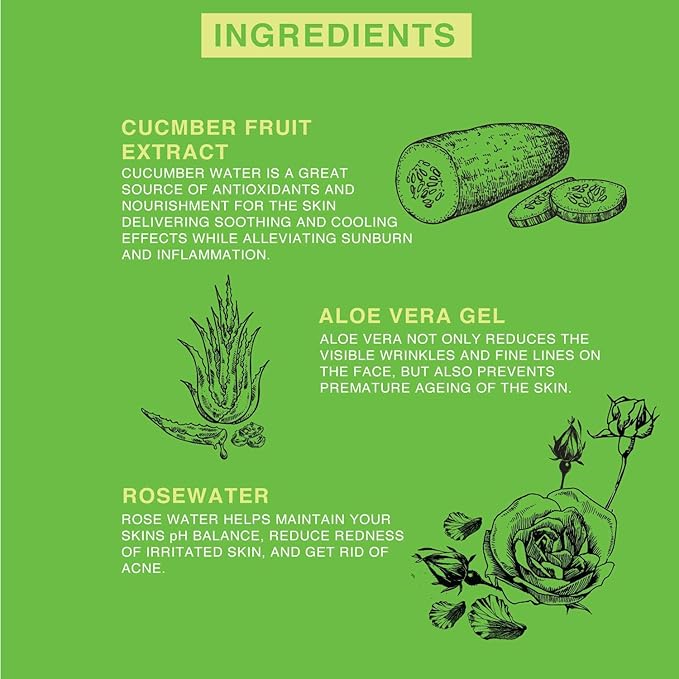 | Face & Body Mist Spray - Soothing Cucumber Water With Moisturizing Hyaluronic Acid | Instant Soothing, Cooling, Conditioning | 8 FL OZ