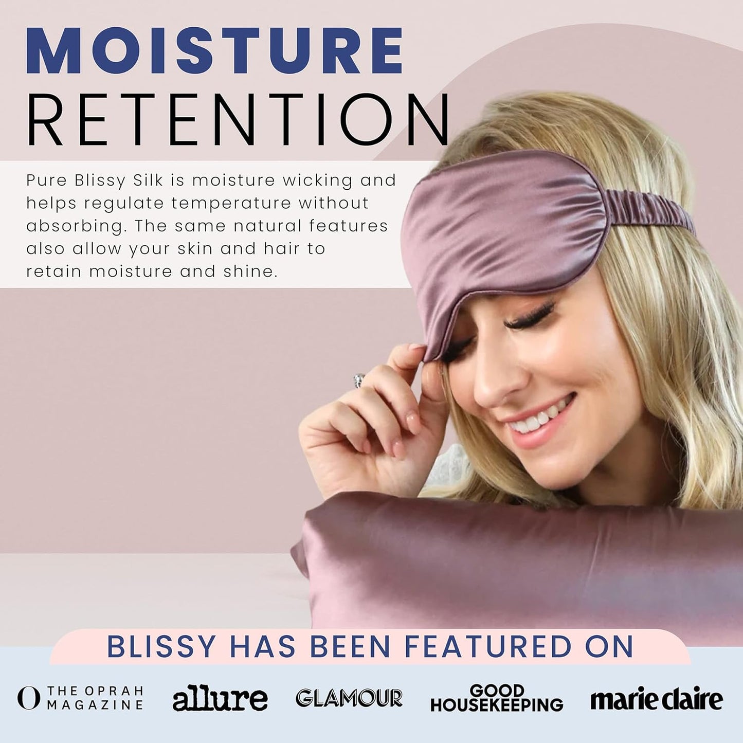 Blissy Silk Sleep Mask - Silk Eye Sleeping Mask for Women & Men for Total Blackout - 100% Pure Mulberry Silk, 22 Momme 6a Fibers - Blindfold Silk Sleep Mask Side Sleeper Eye Cover (Plum)