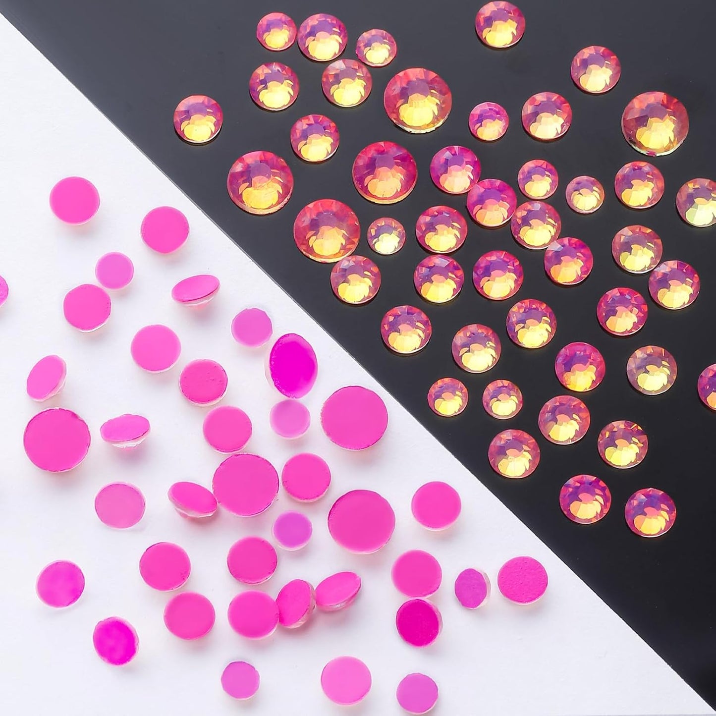 F Rose Flatback Rhinestones, Glass Rhinestones for Nail Art and Craft, Glue Fix, Loose Crystal Gemstones(F Rose, SS8, 1440pcs, 2.3-2.5mm)