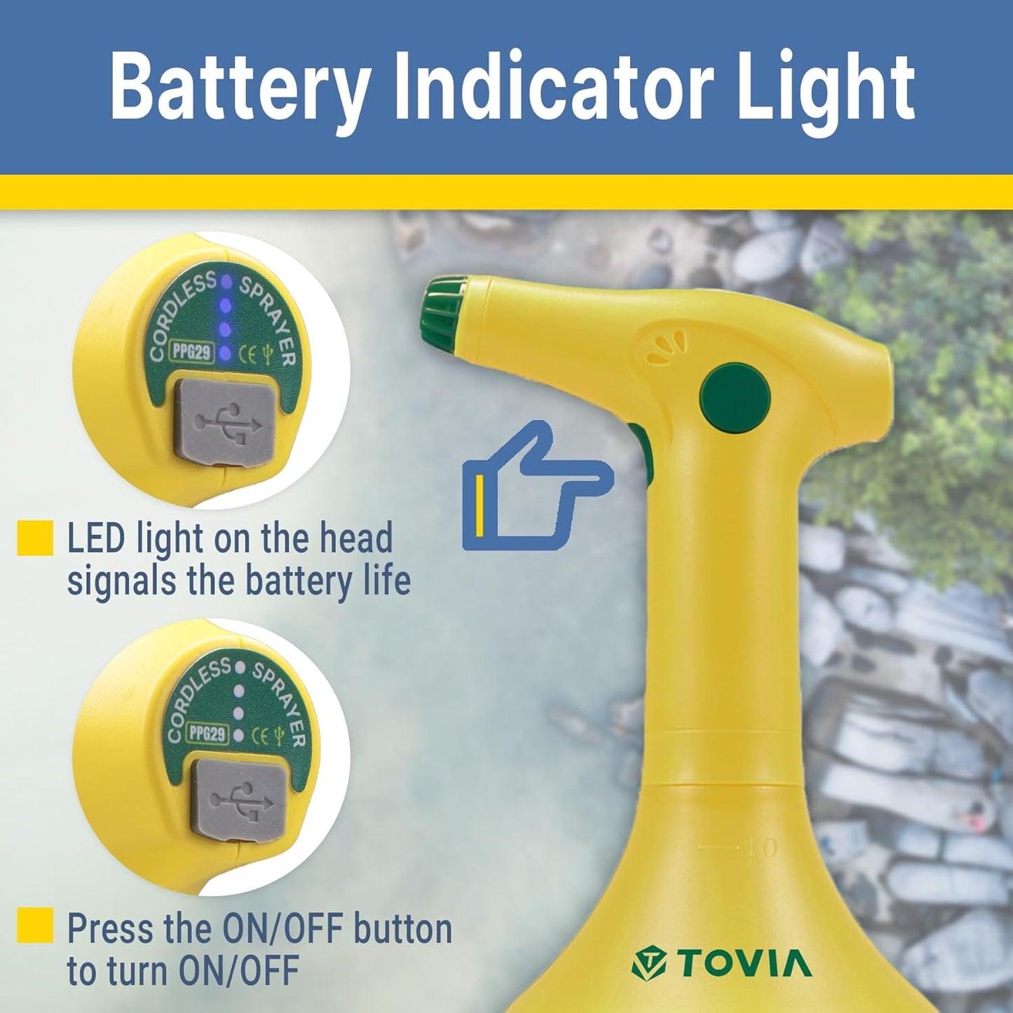 T TOVIA: Garden Sprayer 1 Liter Battery Spray Bottle Powered Electric, Rechargeable, Portable Garden , Plant Mister Spray Bottle , Outdoor and Indoor Plants,Cleans and Gardens, Handheld Powered