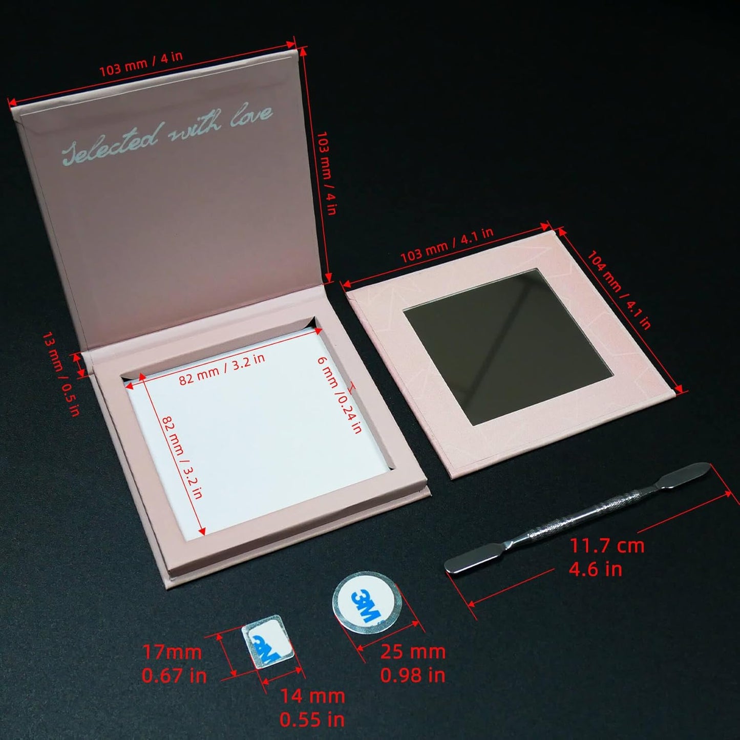 Small Empty Magnetic Makeup Palette with Mirror, Spatula, 20 Metal Stickers, Suitable for Eyeshadow Lipstick Blush Powder Highlighter and Contour (Black, Small)