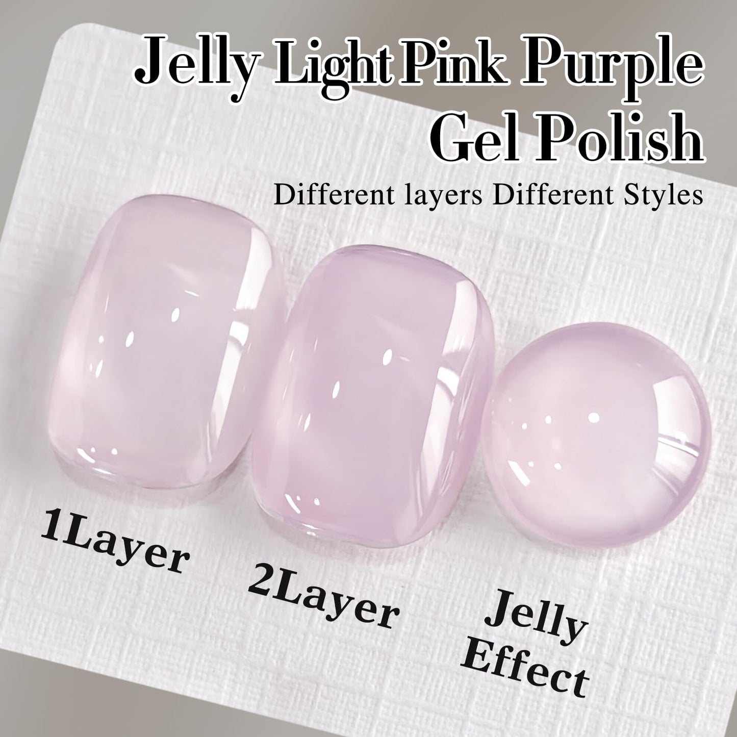 Double Rhythm Translucent Gel Polish Sheer Neutral Natural Light Milky Same Color Same Bottle 15ML Jelly Nail Polish Nail Art DIY at Home (Pink Purple-A1314)