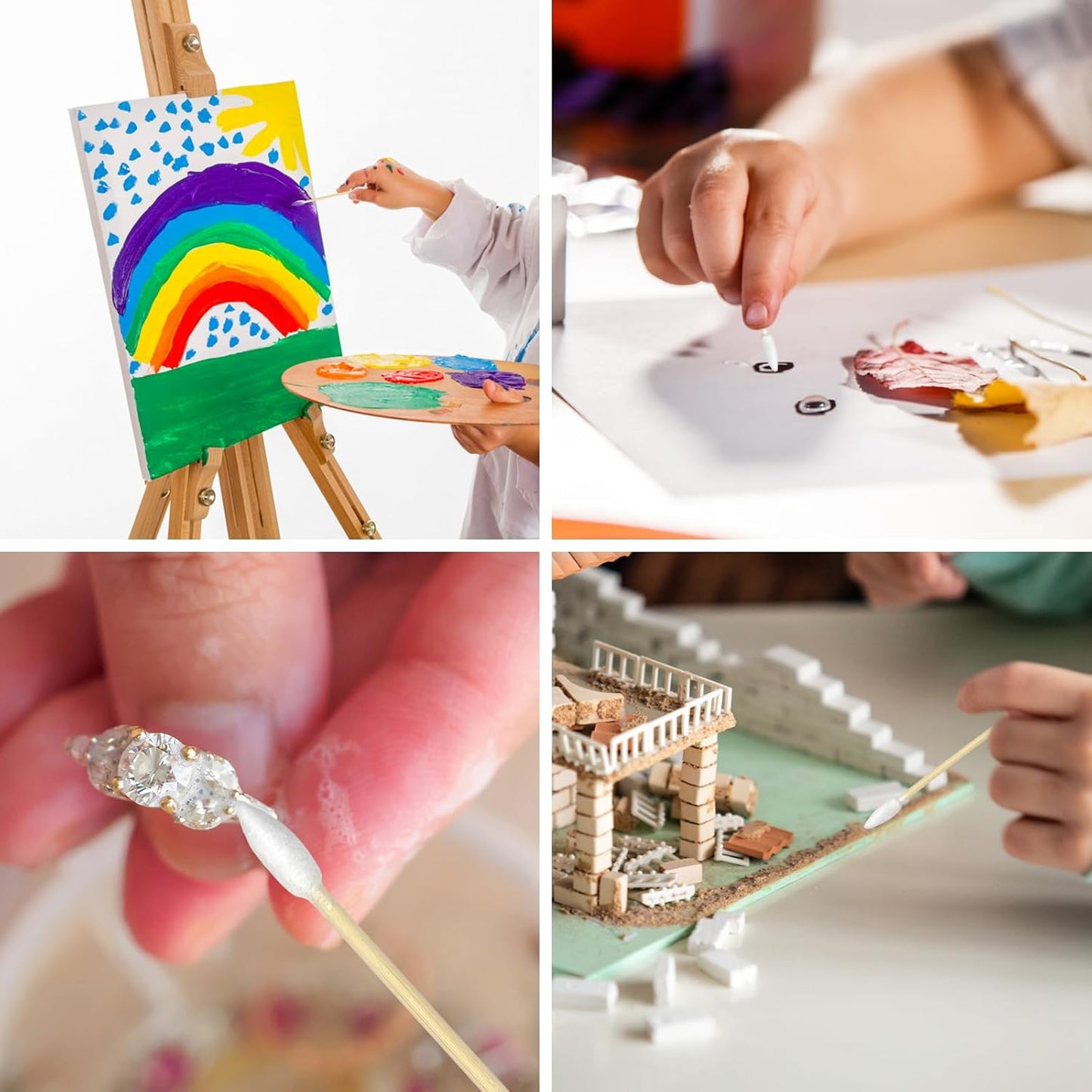 eyxformula 900 Count Pointed Tip Cotton Swabs, Double Precision Tips Cotton Swabs with Sturdy Bamboo Sticks, Soft Pointy Cotton Swabs for Eye Makeup Touch-ups, Correcting Nail Polish Mistakes, Crafts