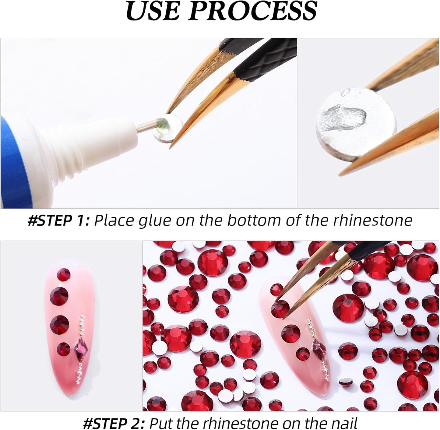 Siam Flatback Rhinestones, Glass Rhinestones for Nail Art and Craft, Glue Fix, Loose Crystal Gemstones(Siam, SS34, 288pcs, 7.1-7.3mm)