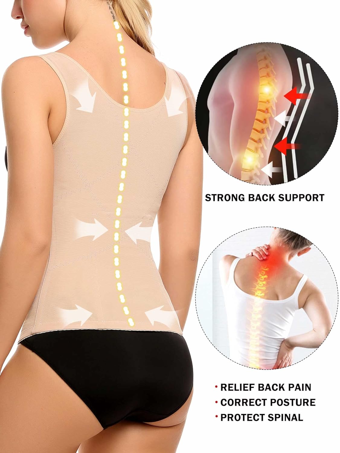 Evanhome Women's Waist Trainer Cincher Underbust Corset Vest Steel Boned Hourglass Body Shaper With Hooks S-4XL