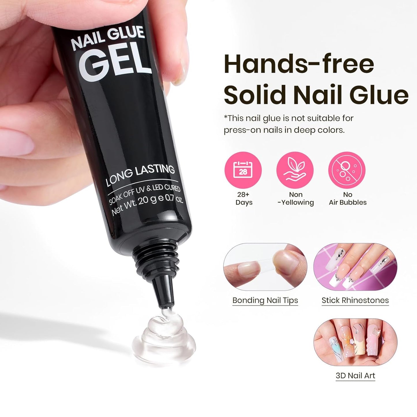 Beetles Tipex Nail Tips Kit, Long Square-C Curved Half Matte Nail Tips 224 Pcs 16 Sizes Pre Building Fake Nails with Tipex Nail Glue, Mini Nail Lamp - Thick Acrylic Nail Set