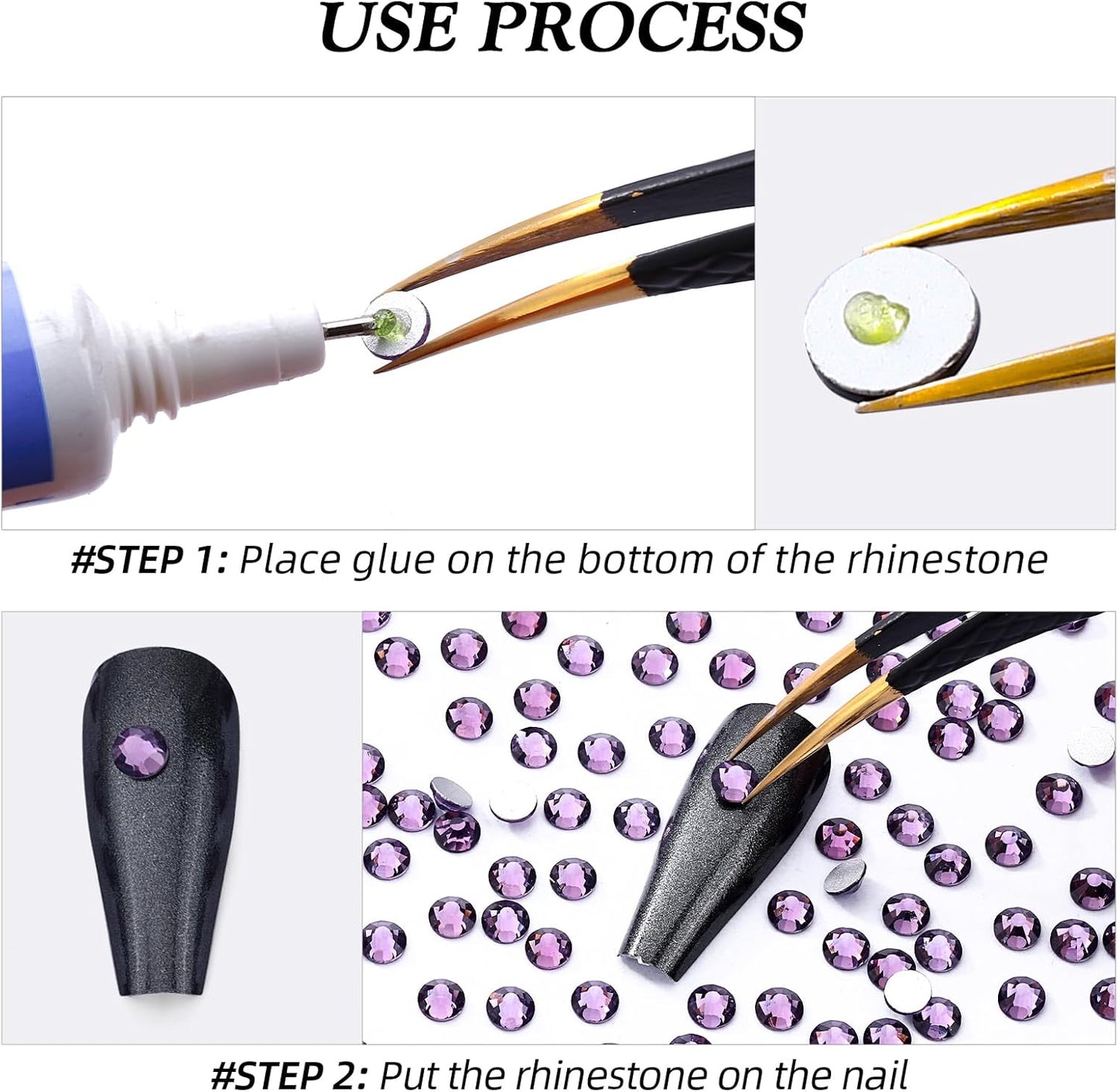 Tanzanite Flatback Rhinestones, Glass Rhinestones for Nail Art and Craft, Glue Fix, Loose Crystal Gemstones(Tanzanite, SS20, 1440pcs, 4.6-4.8mm)