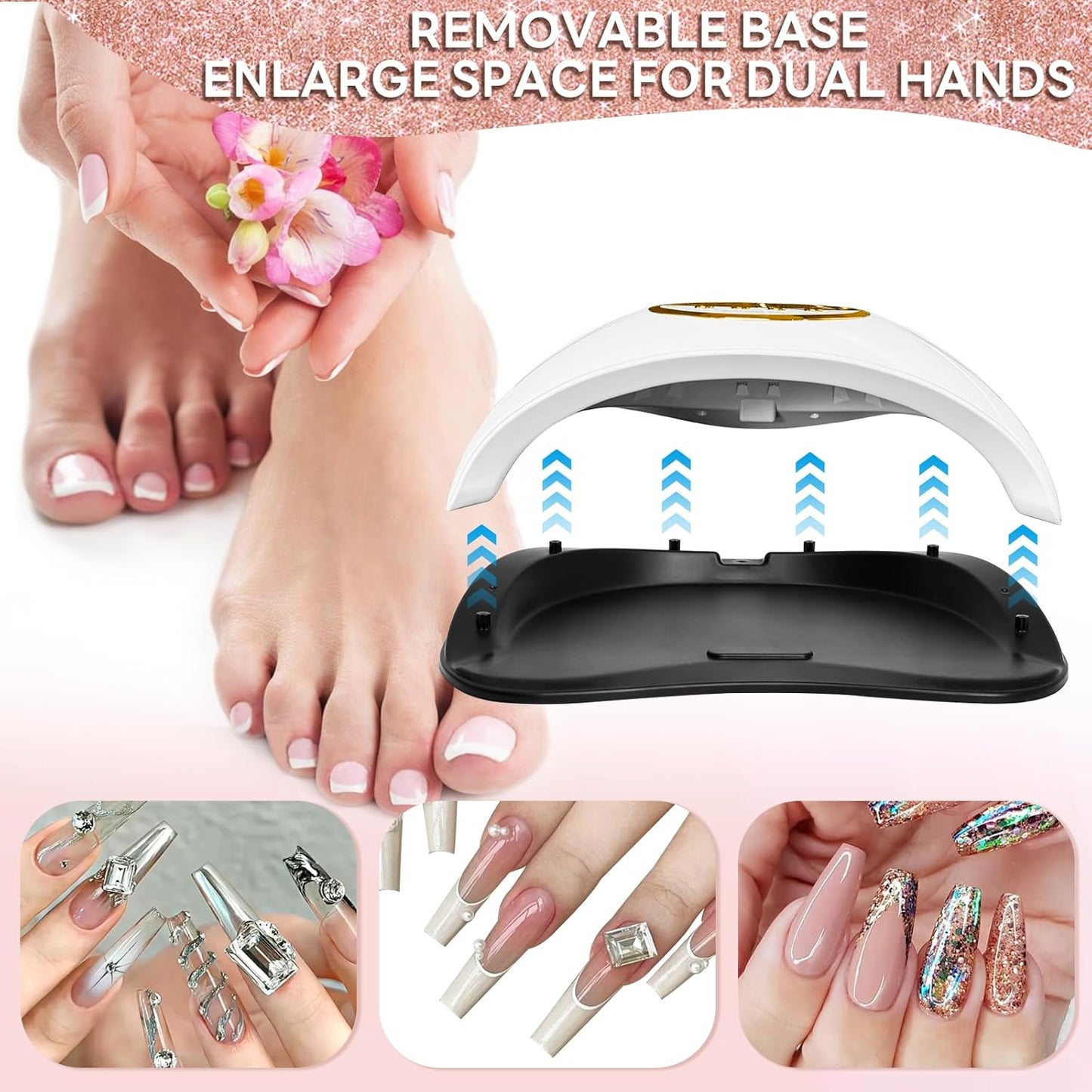 Professional UV Light for Nails, 268W LED UV Nail Lamp for Gel Nail Polish with 4-Timer Auto Sensor, Large Space Gel Nail Lamp for 2 Hands with 69 PCS LED Beads, Nail Dryer for Salon & Home