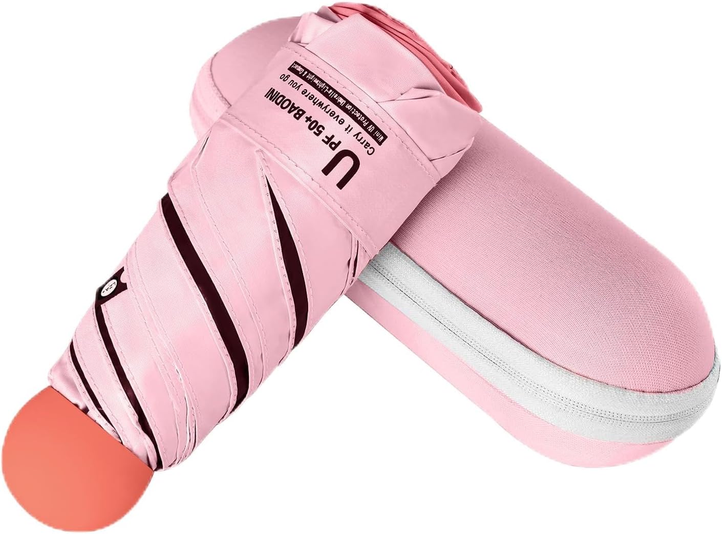 BAODINI Travel Mini Umbrella for Purse With Case Small Compact UV Sun Protection Sun Lightweight Tiny Pocket Umbrella for Women Kids and Men