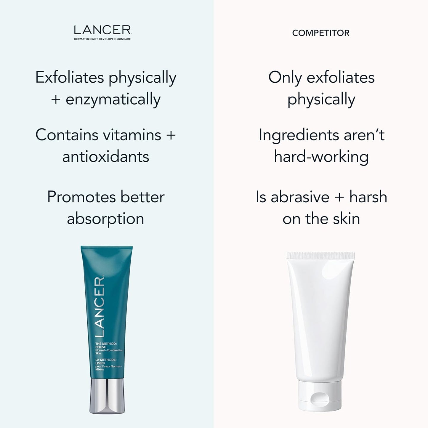 Lancer Skincare The Method: Polish Facial Exfoliator, Daily Exfoliating Face Scrub with Natural Minerals, Sensitive Dehydrated Skin, 4.2 Fluid Ounces