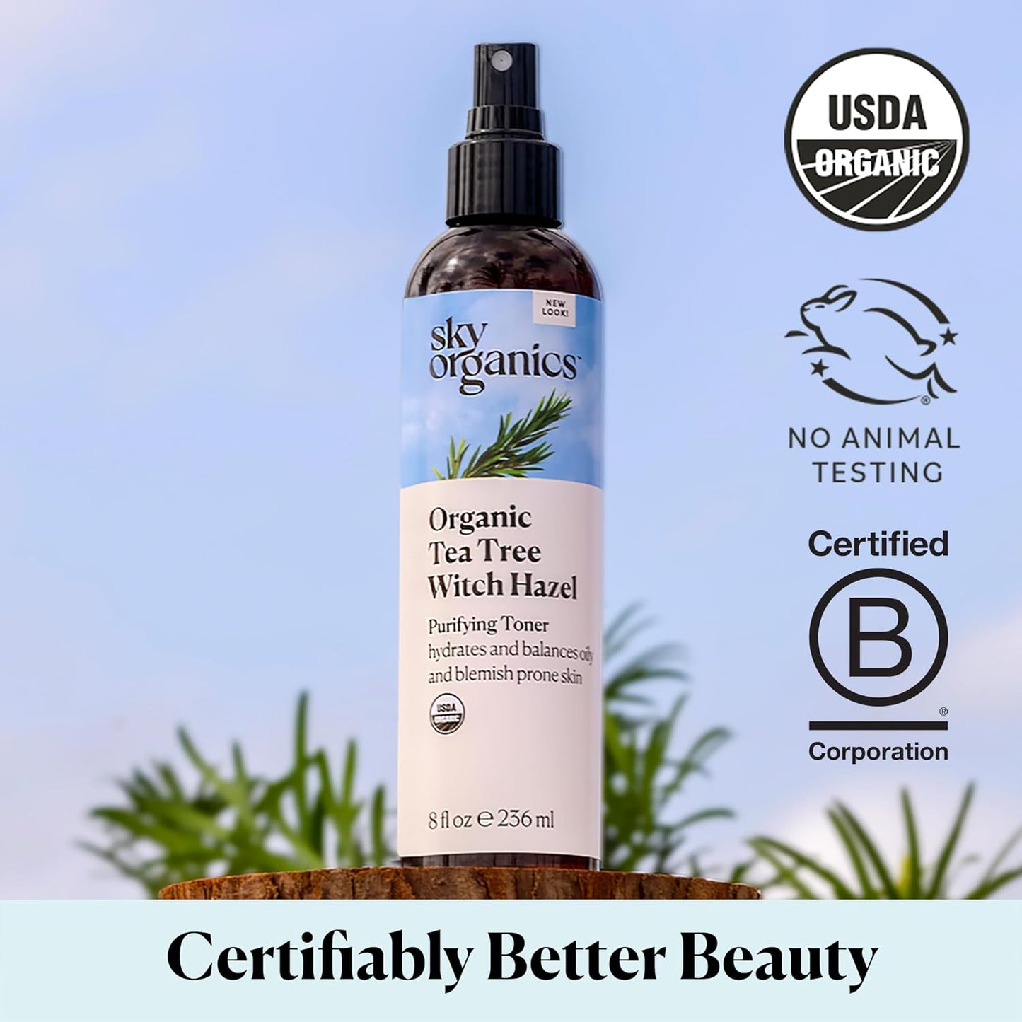 Sky Organics Organic Tea Tree & Witch Hazel for Face, Purifying Facial Toner to Hydrate, Soothe, Cleanse and Balance Blemish-Prone Skin, Helps Minimize The Appearance of Pores, 8 fl oz webook