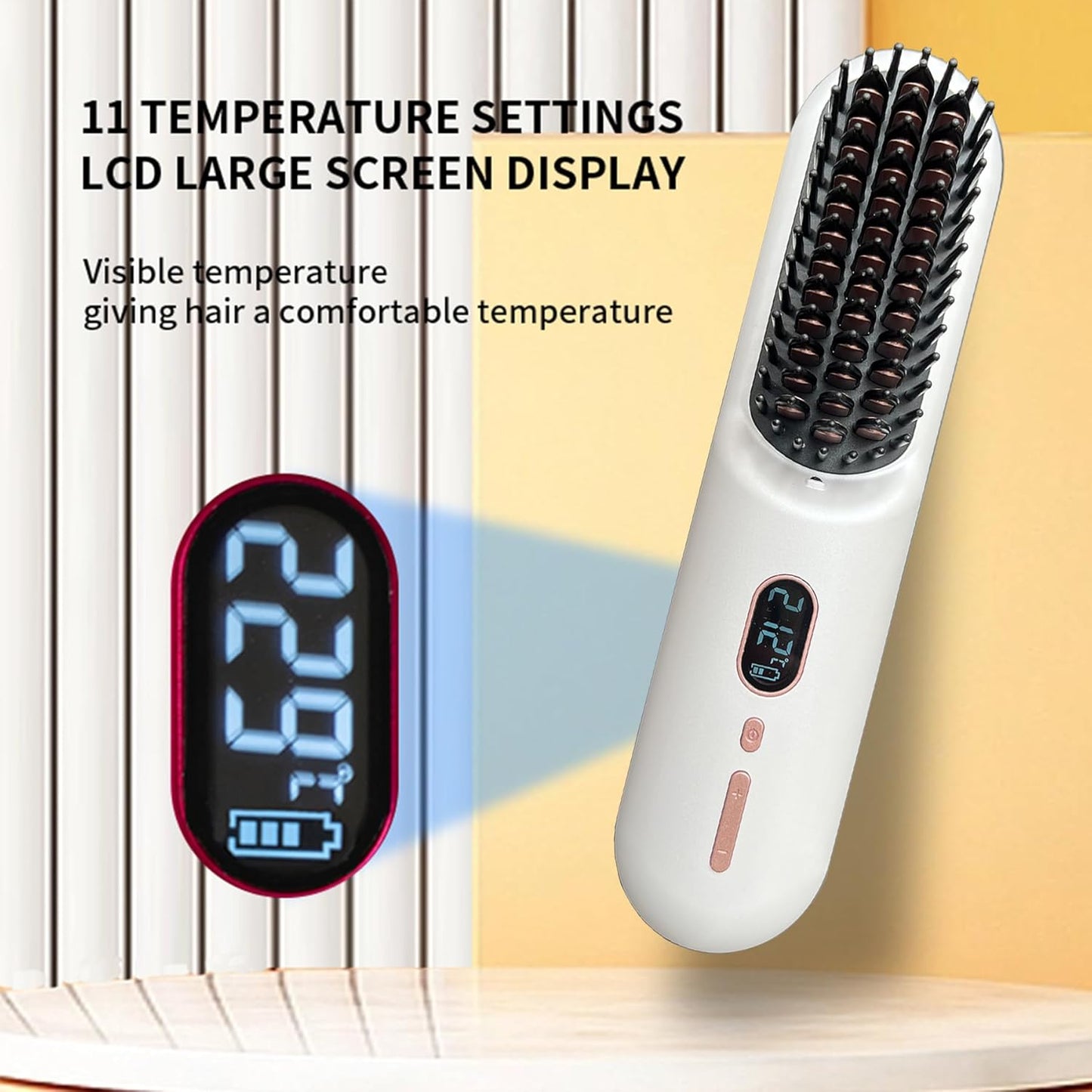 Cordless Hot Comb Rechargeable Hair Brush Straightener Heat Pressing Combs Ceramic Electric Straightening Comb, Anti Burn for Natural Black Beard Wigs Meige (9000mA)