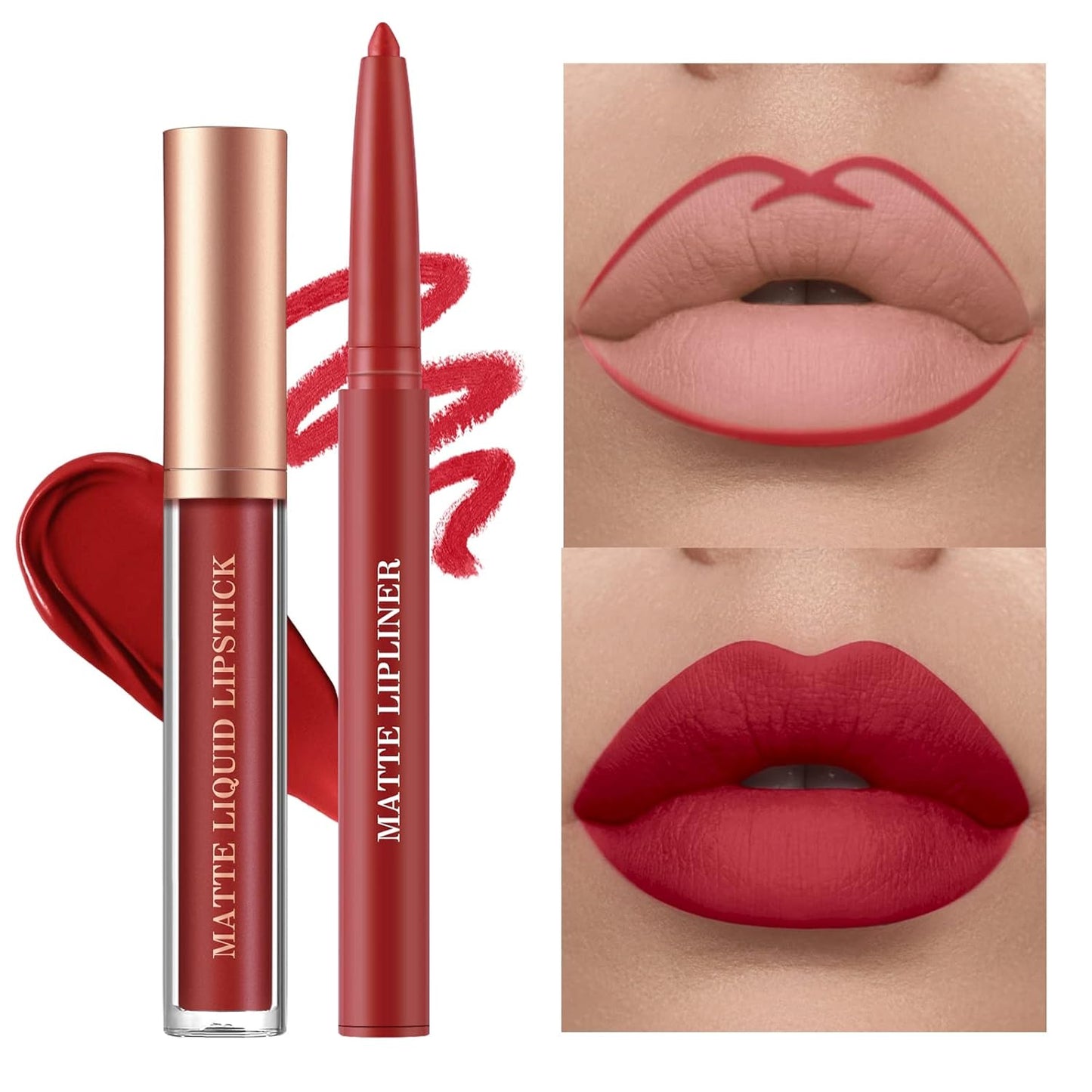 BestLand 6Pcs Matte Liquid Lipstick & Lip Liner Set – Waterproof, Long-Lasting Nude Lip Stain Makeup Kit, Velvety Texture, Gift Set (Vintage Charm Lip Set)