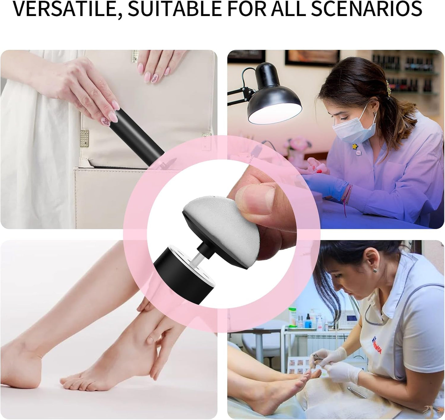 Powerful Electric Foot File & Callus Remover - Over 1-Hour Continuous Use, 360° Rotating Grinder, Foot Drill & Sander, 1200mAh Rechargeable Cordless Pedicure Tool,Foot Grinder(Black)