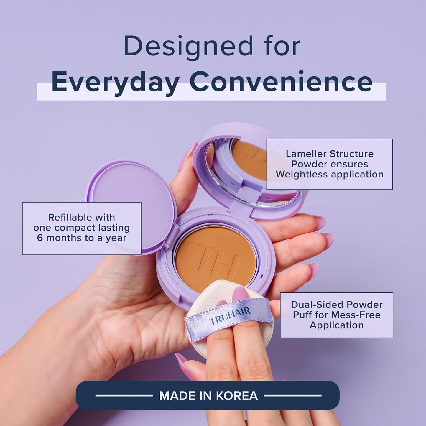 TRUHAIR Root & Scalp Cover Up Pressed Powder Compact, Waterproof, Weightless Hair Coverage & Bald Spot Concealing, Root Touch Up Hair Color for Gray Coverage & Thinning Areas, 0.35 Oz (Light Brown)