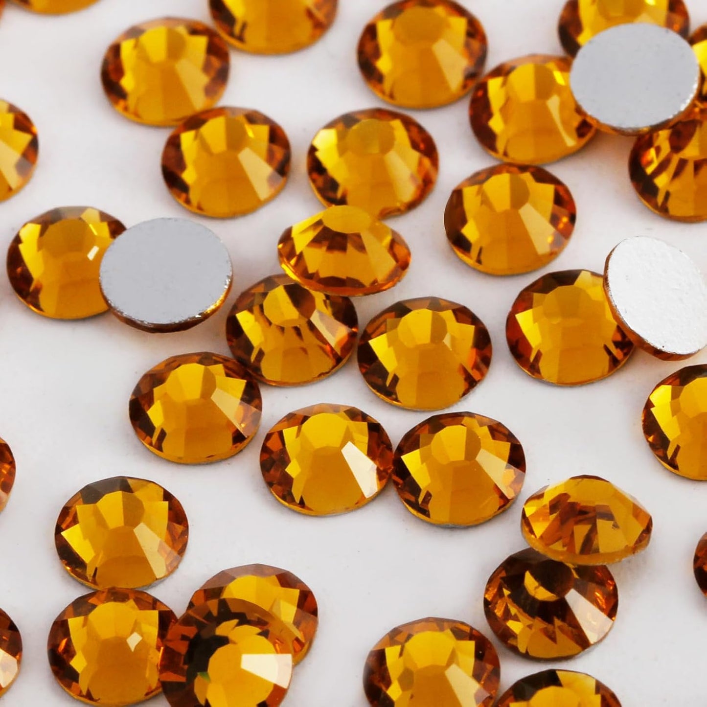 3000 PCS SS10 Flatback Rhinestones,12-Facet Diamond-Cut Glass Gems for Nail Art,Clothing,DIY Crafts,Glue-On Decoration Stones with Silver Backing,Topaz