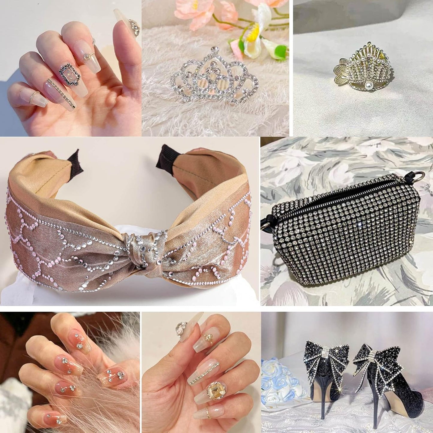 beadsland Flat Back Crystal Rhinestones Round Gems for Nail Art and Craft Glue Fix, Crystal, 10mm, SS50/144pcs