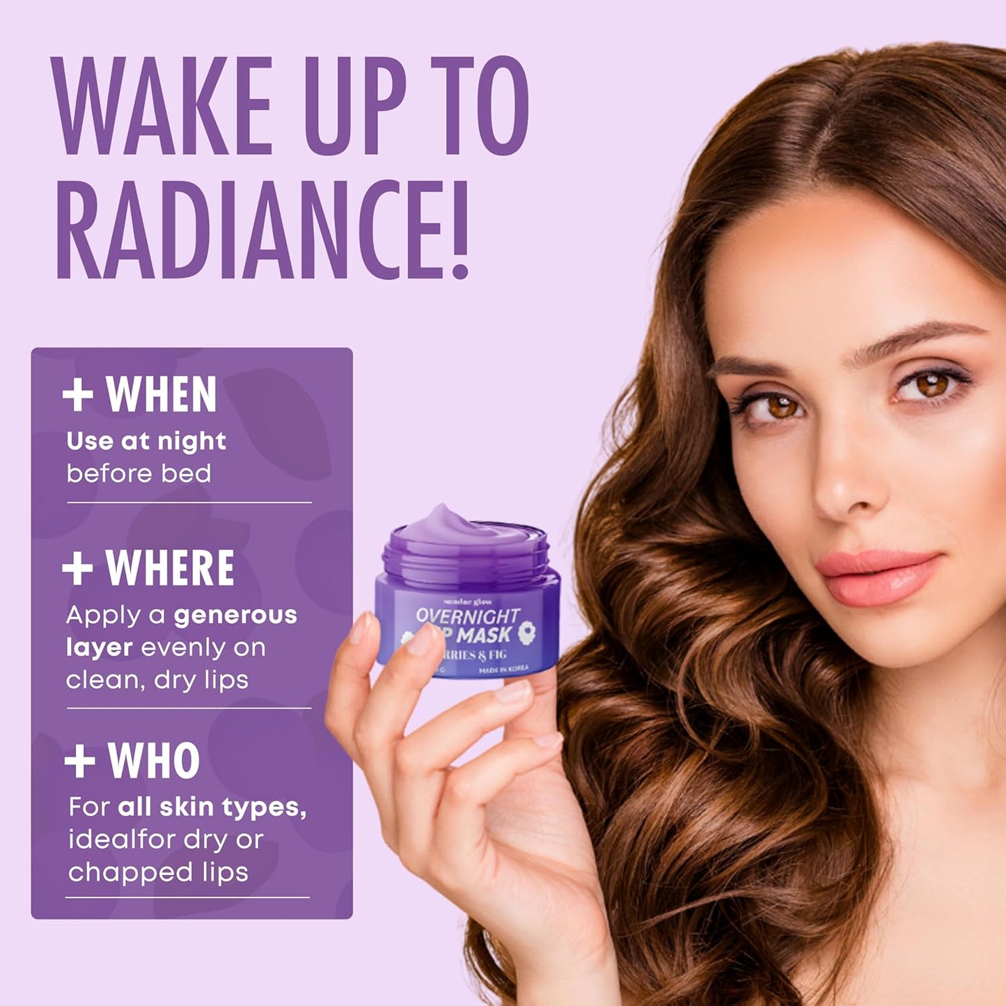 Lip Mask with Berries & Fig – Overnight Lip Repair, Intense Hydration & Smoothing – Dermatologist Tested, Korean Lip Care – Vegan, Clean Beauty, 95% Natural – 1 Pack