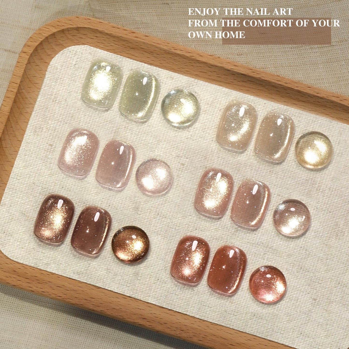 GAOY Glitter Cat Eye Gel Nail Polish Set with Magnet, Sliver, Brown, Pink, Coral Holographic Cat Eye, Salon Gel Manicure and Nail Art DIY at Home, Sunshine