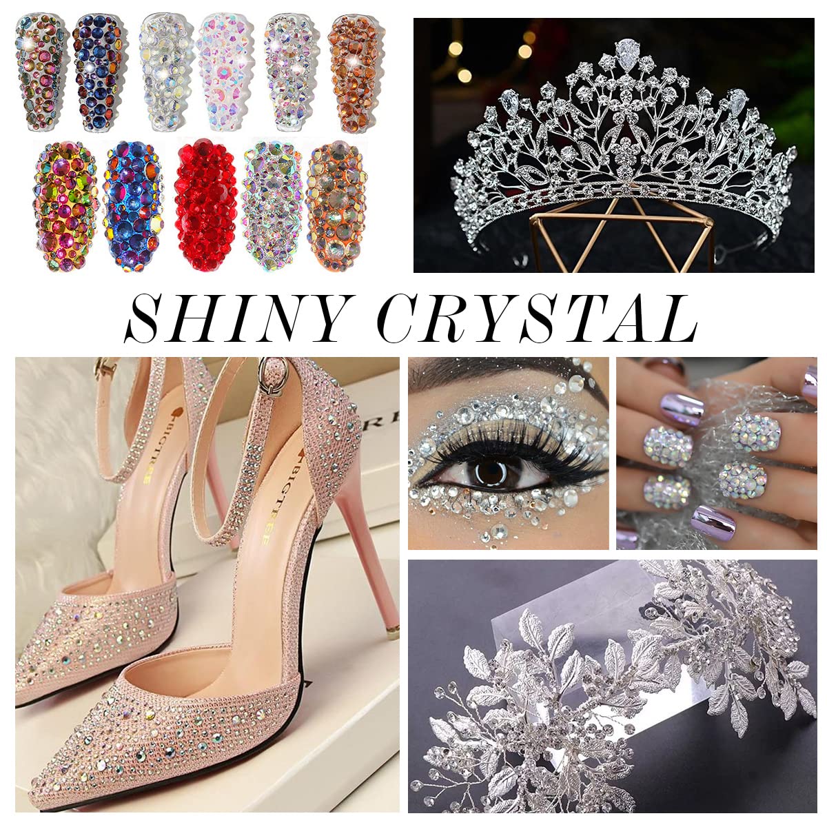 3000Pcs Silver Crystal Rhinestones,Glass Flatback Rhinestones Mini Gemstones for Nail Face Makeup Art Crafts Clothes Decoration -(SS4,1.6mm,Silver)