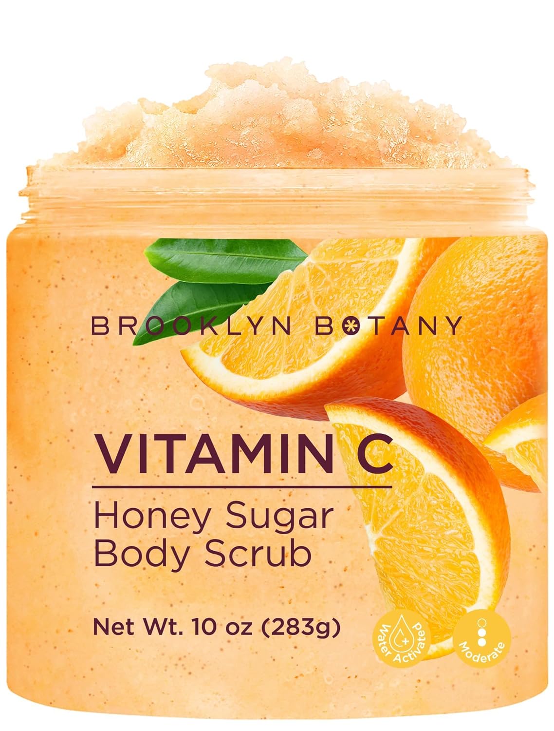 Brooklyn Botany Vitamin C Honey Sugar Scrub for Body 10 oz – Deeply Hydrating and Gently Exfoliating Body Scrub for Women and Men – Moisturizing and Nourishing the Skin