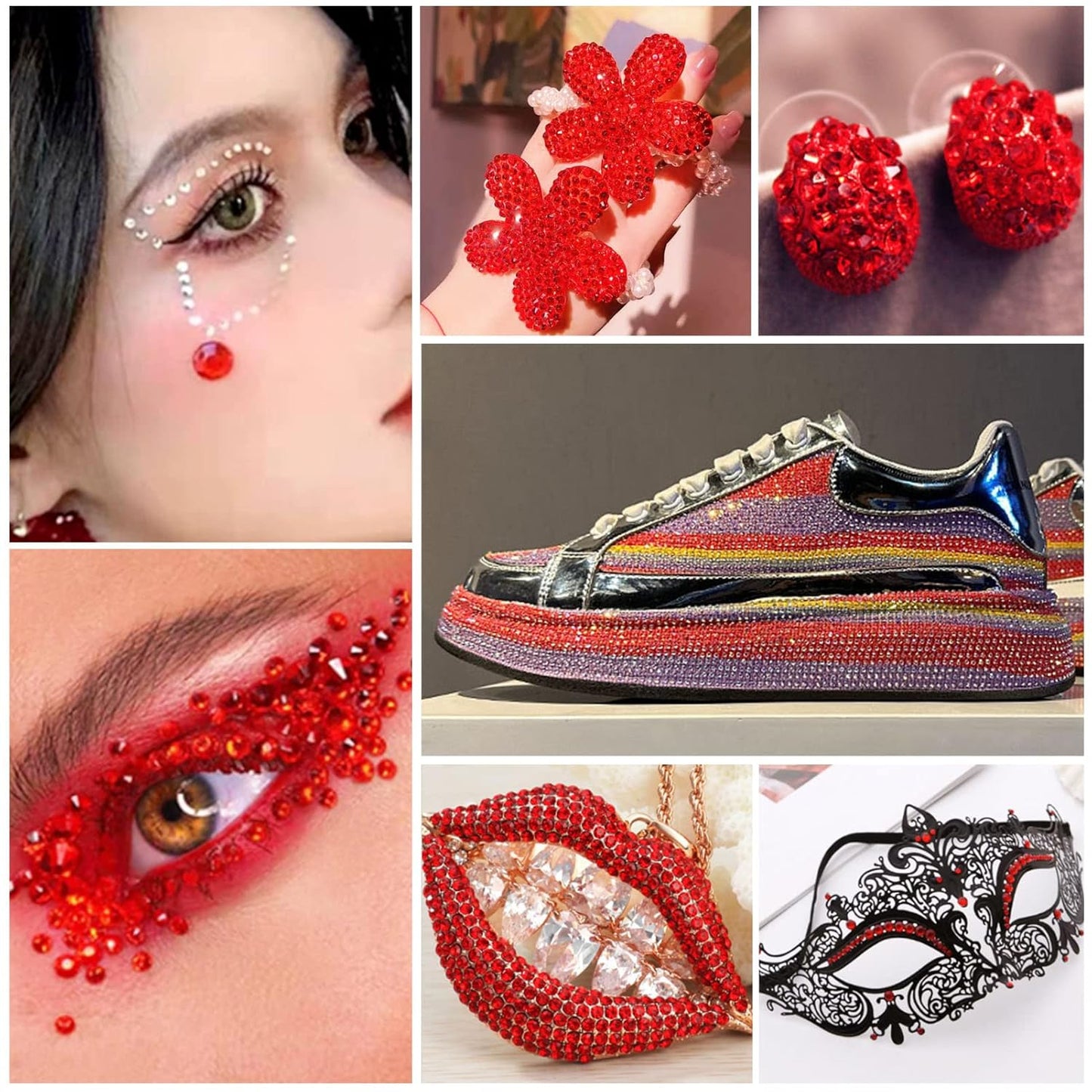 Beadsland 2880pcs Flat Back Crystal Rhinestones Round Gems for Nail Art and Craft Glue Fix,Light Siam,SS4,1.5-1.7mm