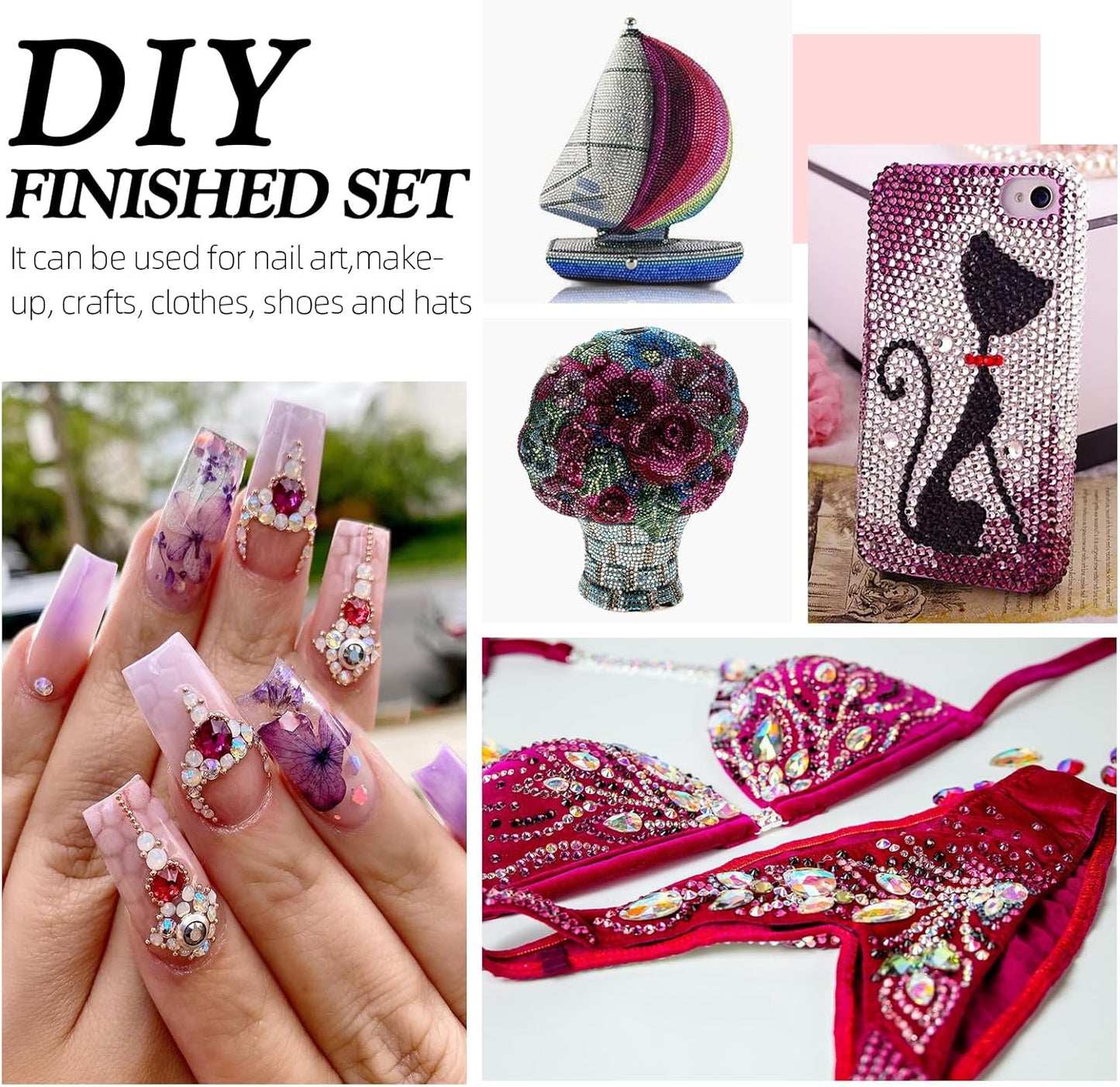 Purple Flatback Rhinestones, Glass Rhinestones for Nail Art and Craft, Glue Fix, Loose Crystal Gemstones(Purple, SS12, 2880pcs, 2.9-3.0mm)