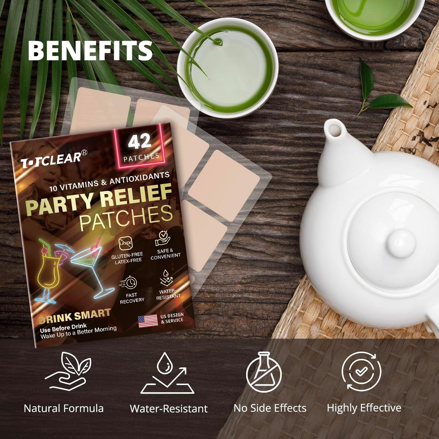 Party Relief Patches: Party Recovery Patches - Use Before Drinking Wake Up to a Better Morning (41pcs)