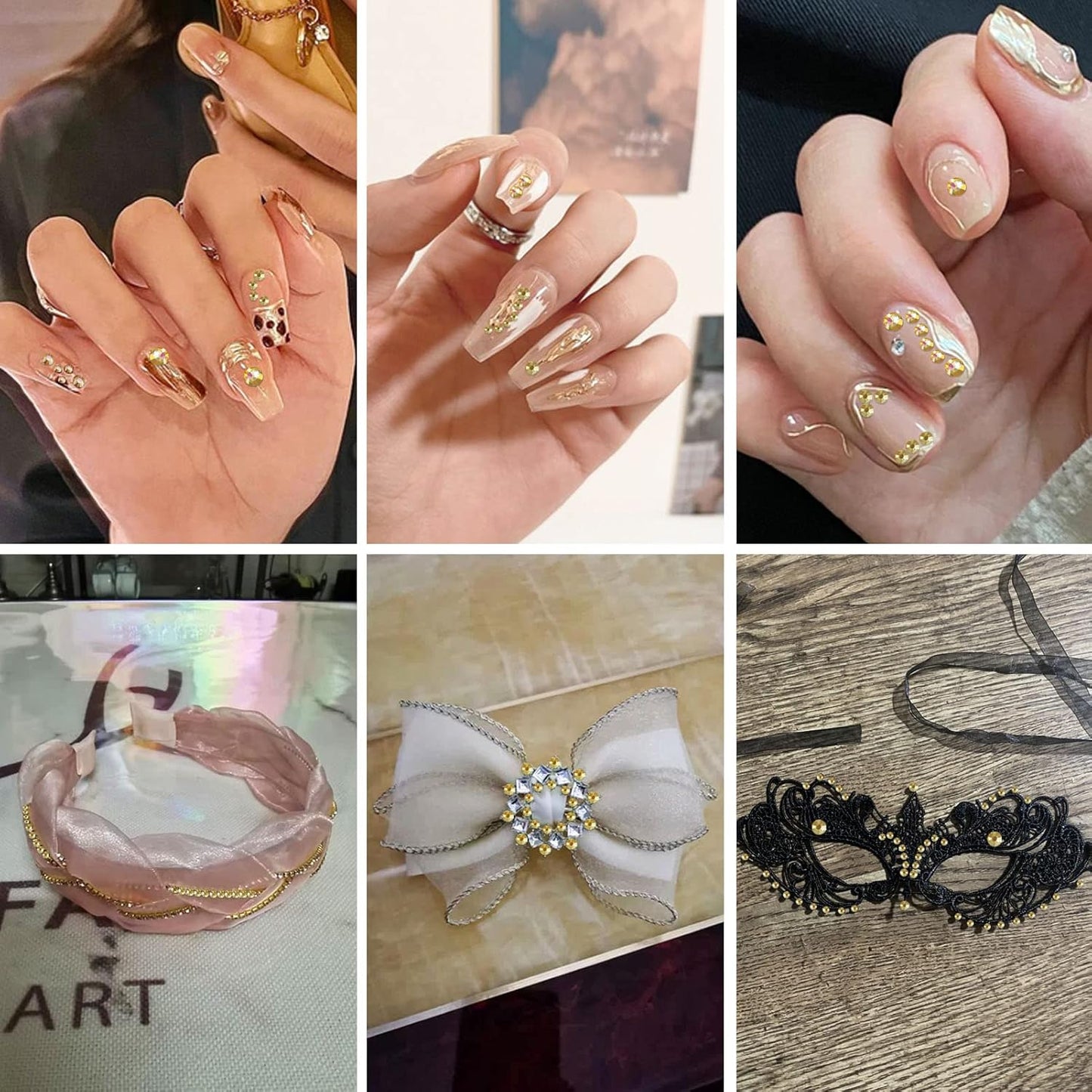 beadsland Flat Back Crystal Rhinestones Round Gems, Metal Sunlight (1.9-2.0mm) SS6/1440pcs