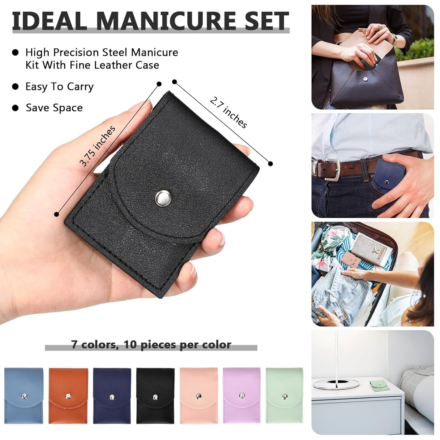 70 Set Manicure Set Bulk Professional Nail Care Kit Nail Clippers Kit Stainless Steel Pedicure Set with Travel Case Multicolor Portable Grooming Kits Gifts for Men Women (4 in 1,2.7x3.75'')