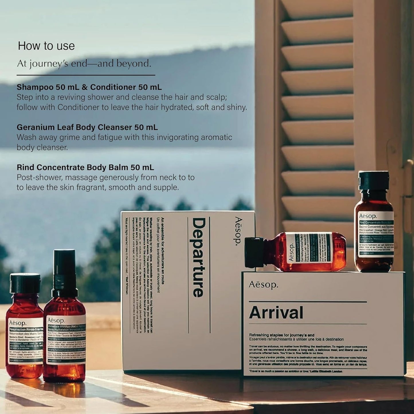 Aesop Arrival Travel Set | Hair and Body Care Staples to Help Refresh | 1.7oz / 50mL (Pack of 4)