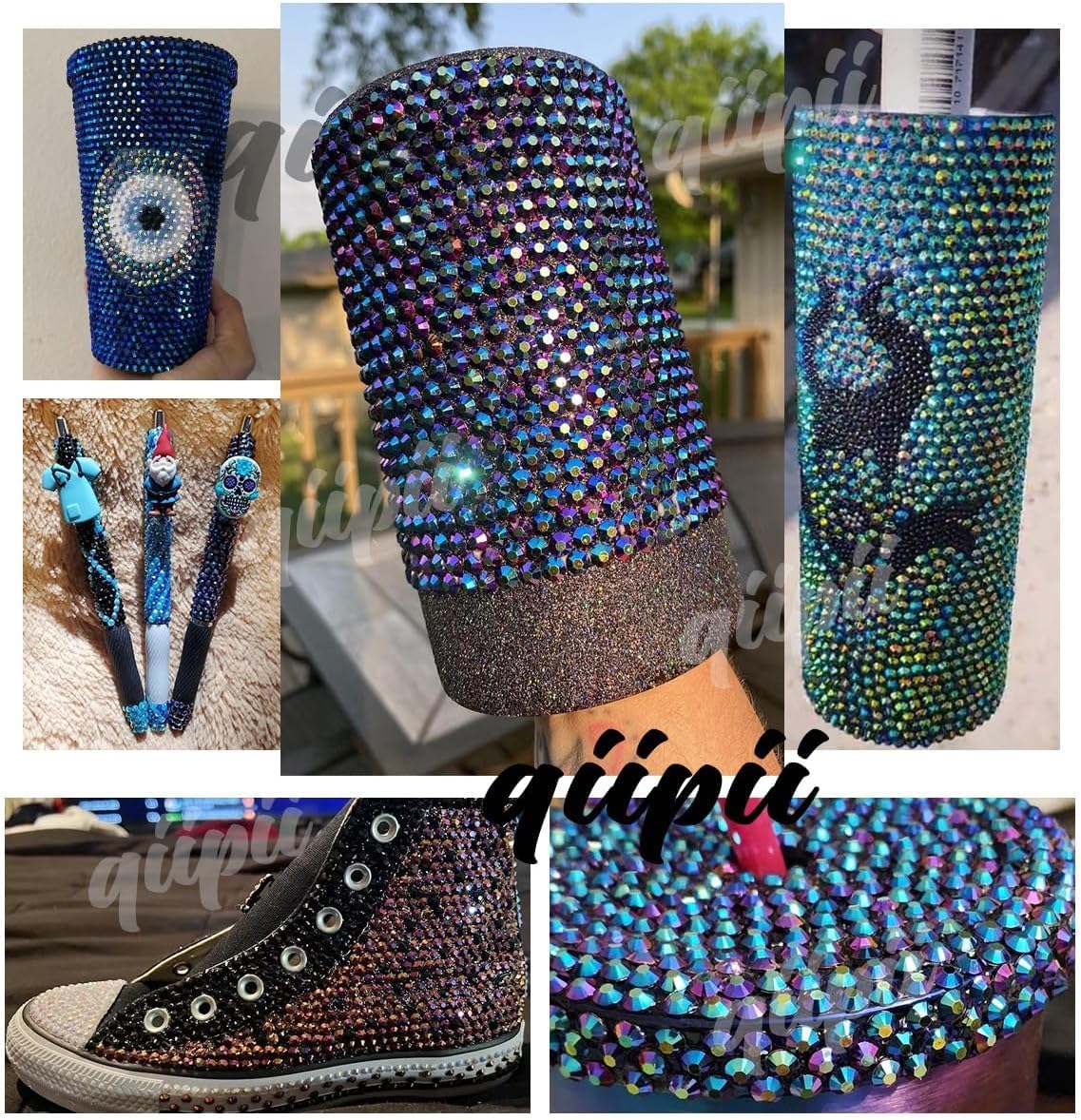 16000PCS Transparent Aquamarine AB Resin Rhinestones for Crafting 3mm 4mm 5mm Lake Blue Flatback Jelly Stone Bulk SS10 SS16 SS20 Water Blue Diamonds for Face Makeup Tumblers Bottles DIY Crafts