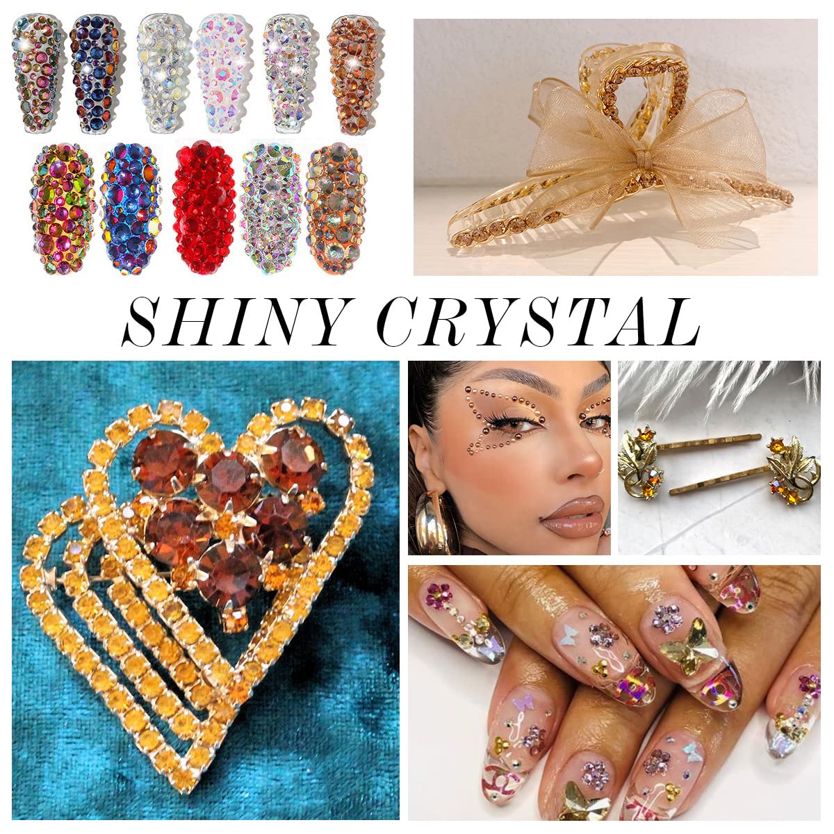 1440Pcs Amber Crystal Rhinestones,Glass Flatback Rhinestones Small Gemstones for Nail Face Makeup Art Crafts Clothes Decoration - (SS8,2.4mm, Amber)